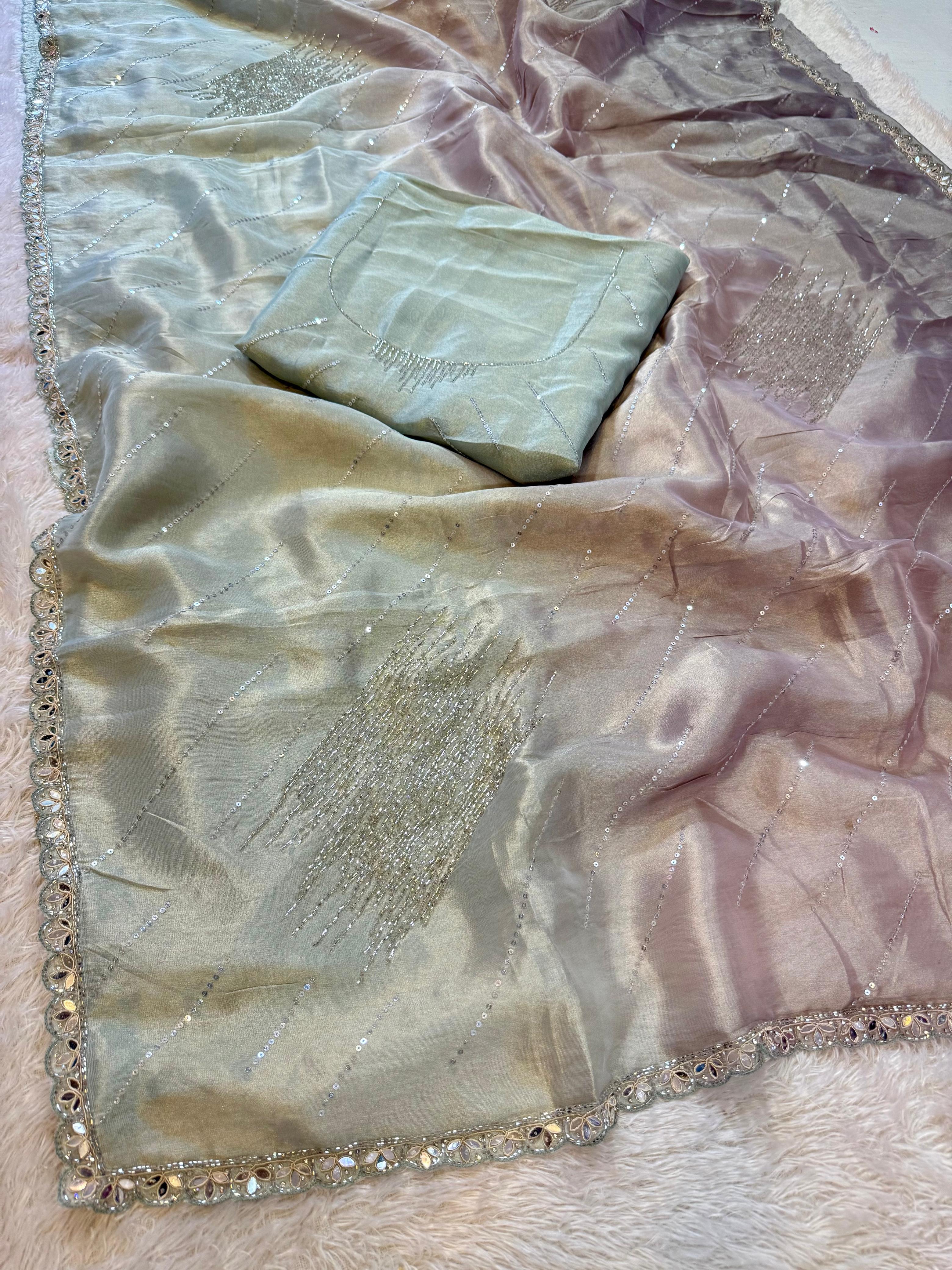luxury Designer Tissue Saree With Premium Handwork