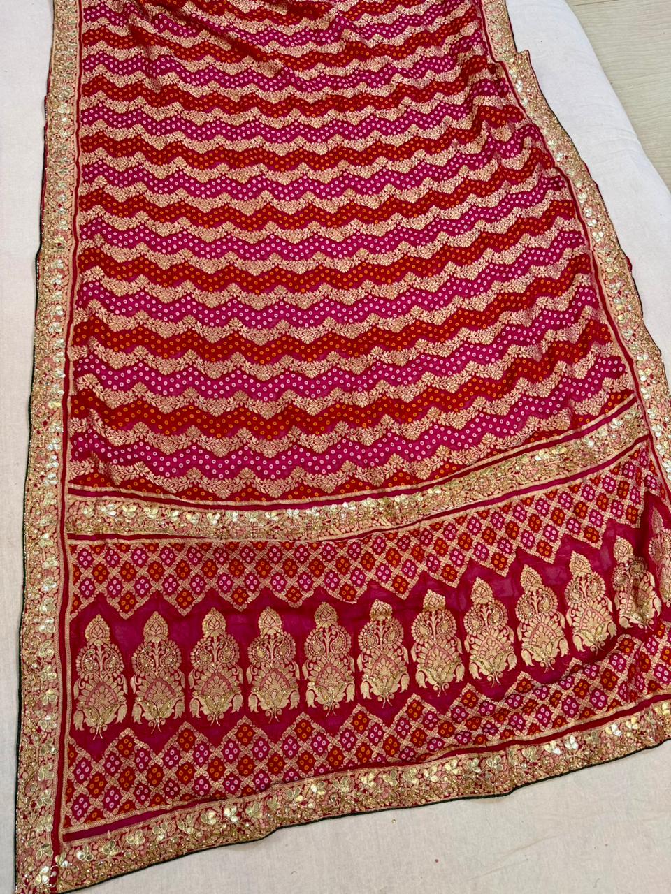 Traditional Pure Georgatte Dupatta With Handwork