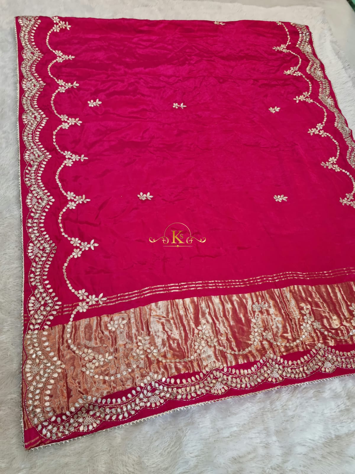 Pure Gaji Silk Saree With Premium Handwork