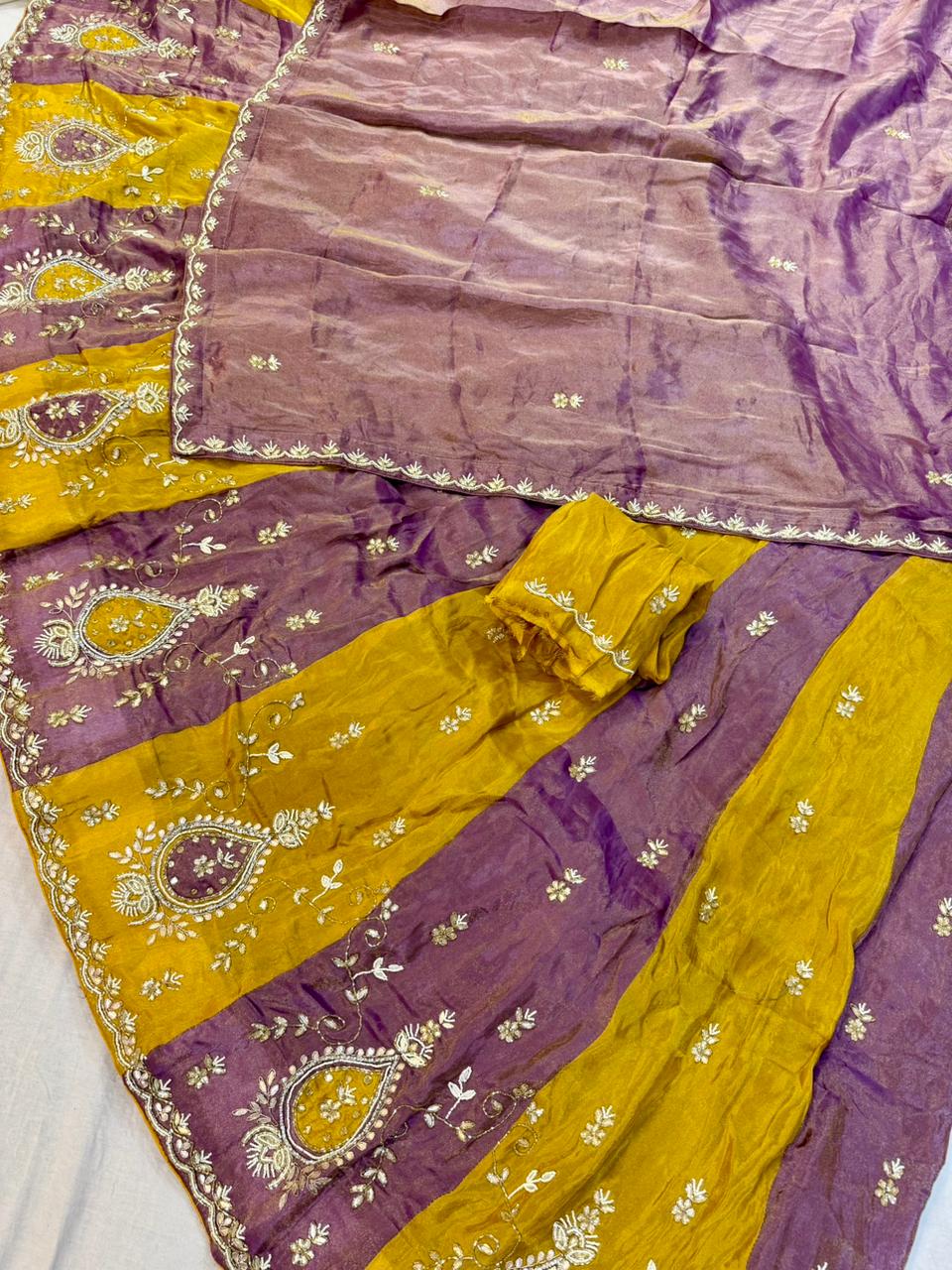 Treanding Tissue Cosmos Lehenga With Handwork