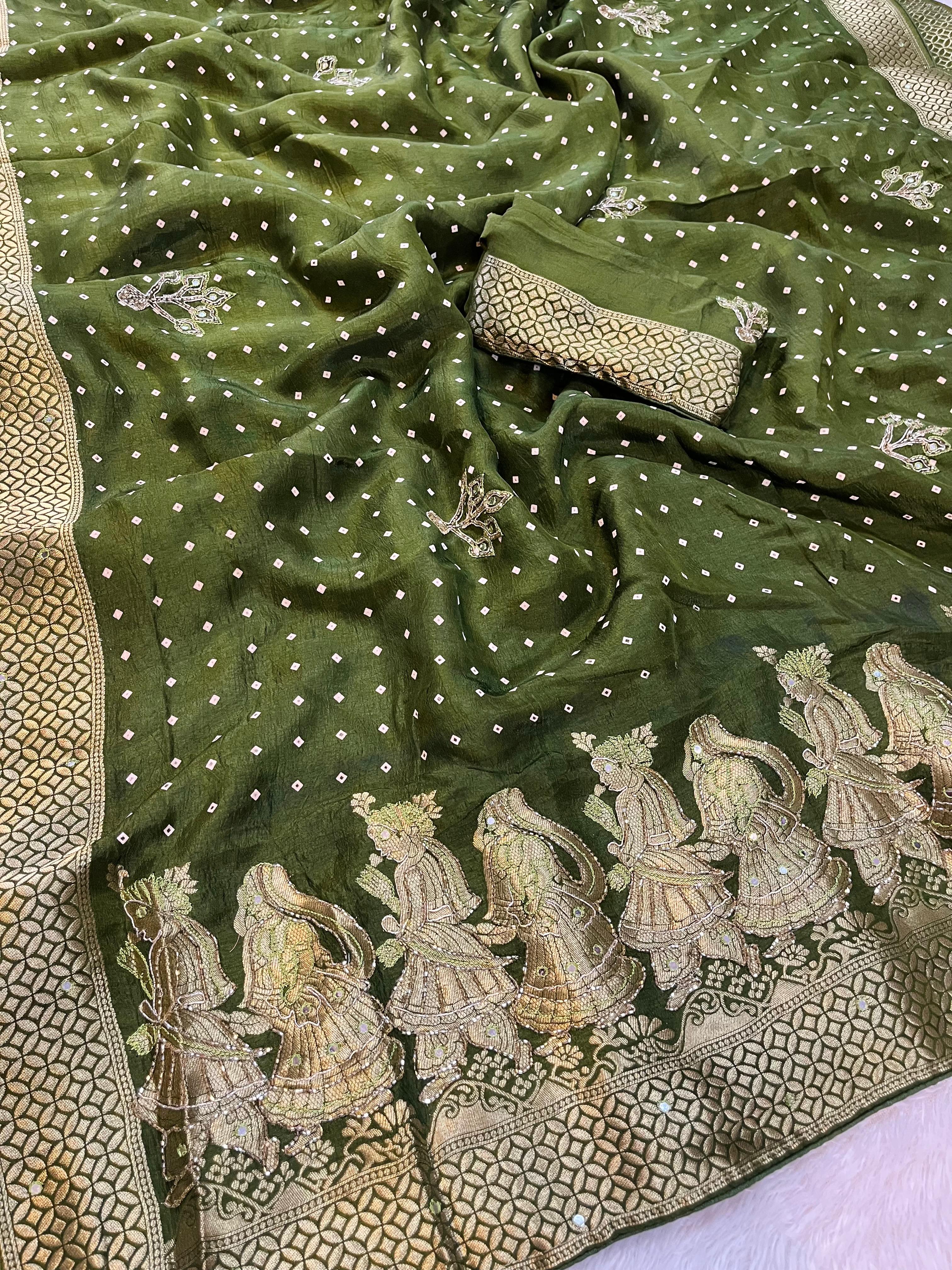 Traditional Dolla Silk Saree With Handwork