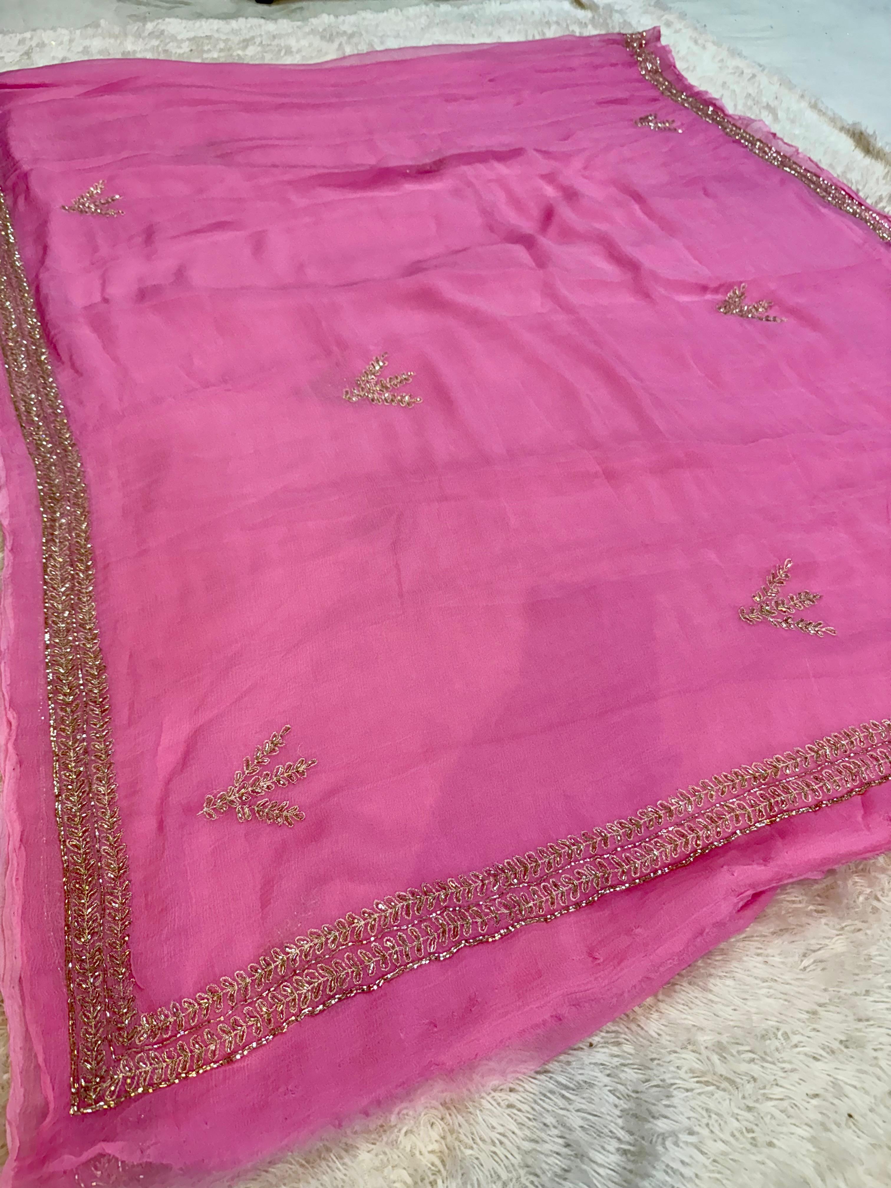 Pure Chiffon Saree With Premium Handwork