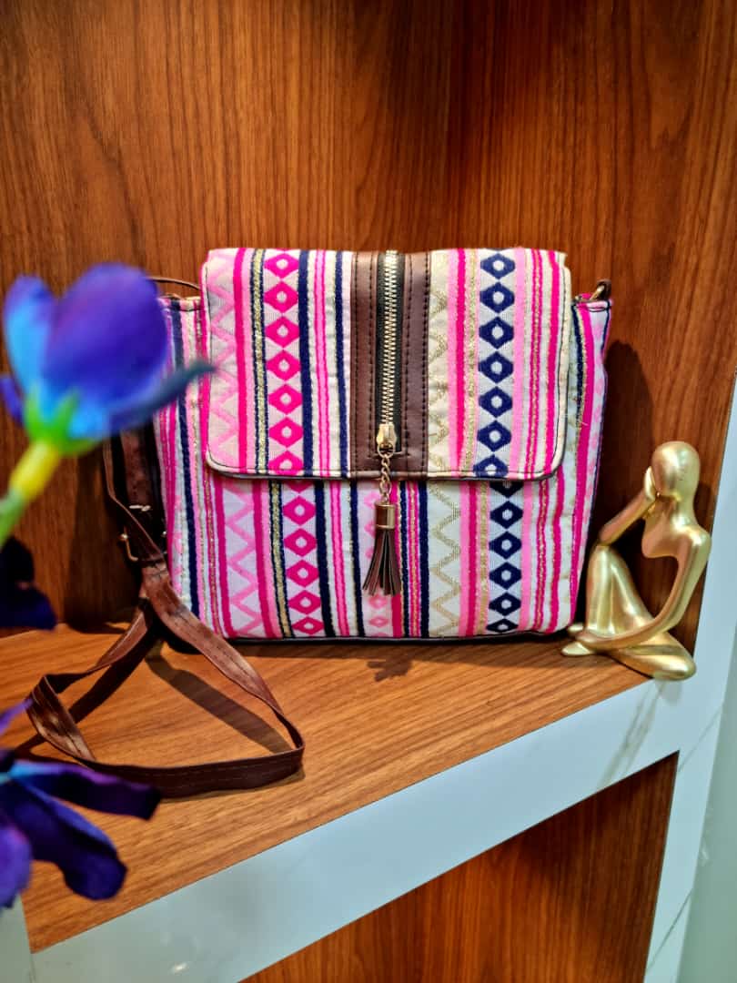 HandBlock Print Tow Partition Fancy Sling Purse