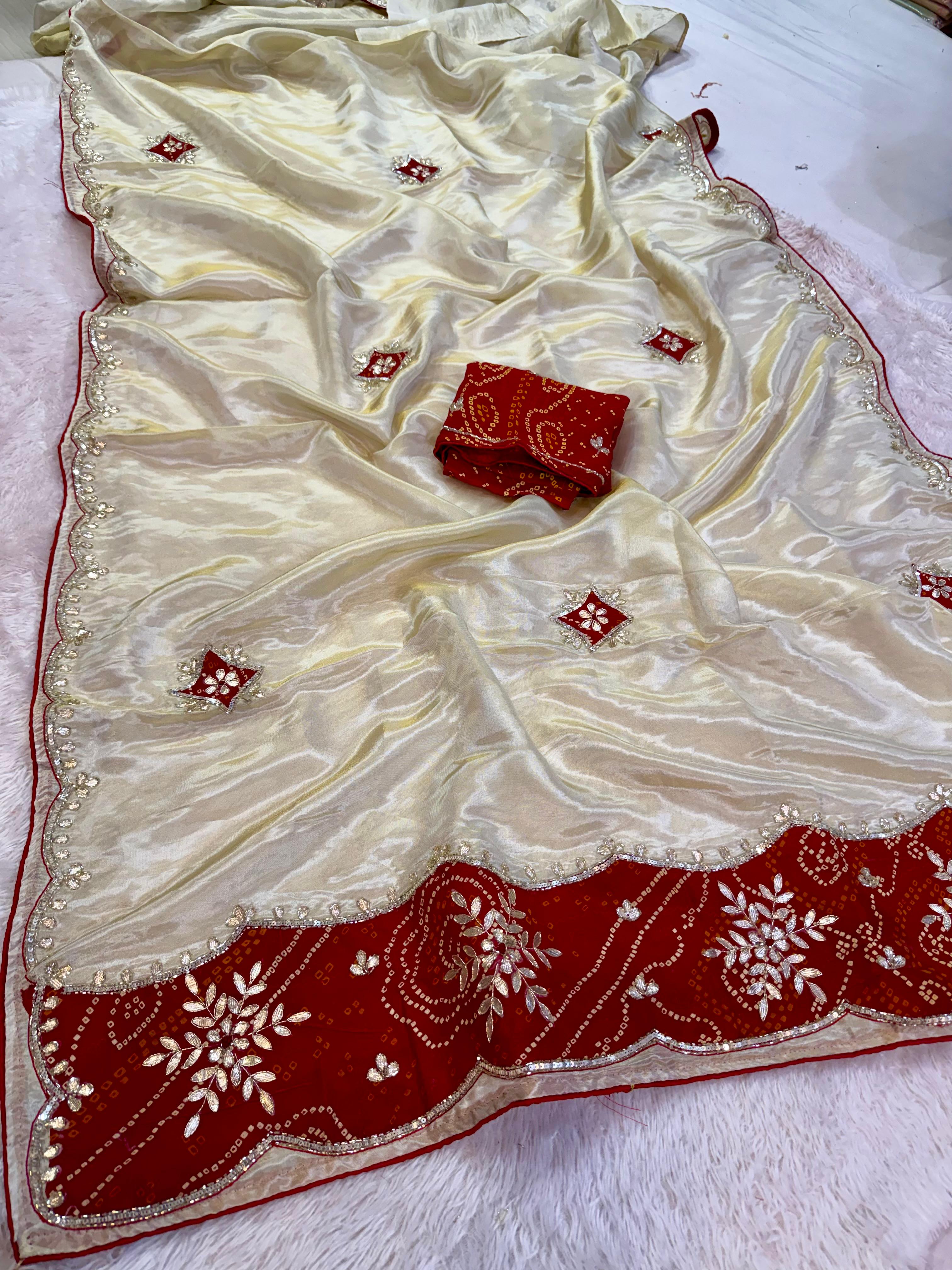 Designer Tissue Cosmos Saree With Handwork