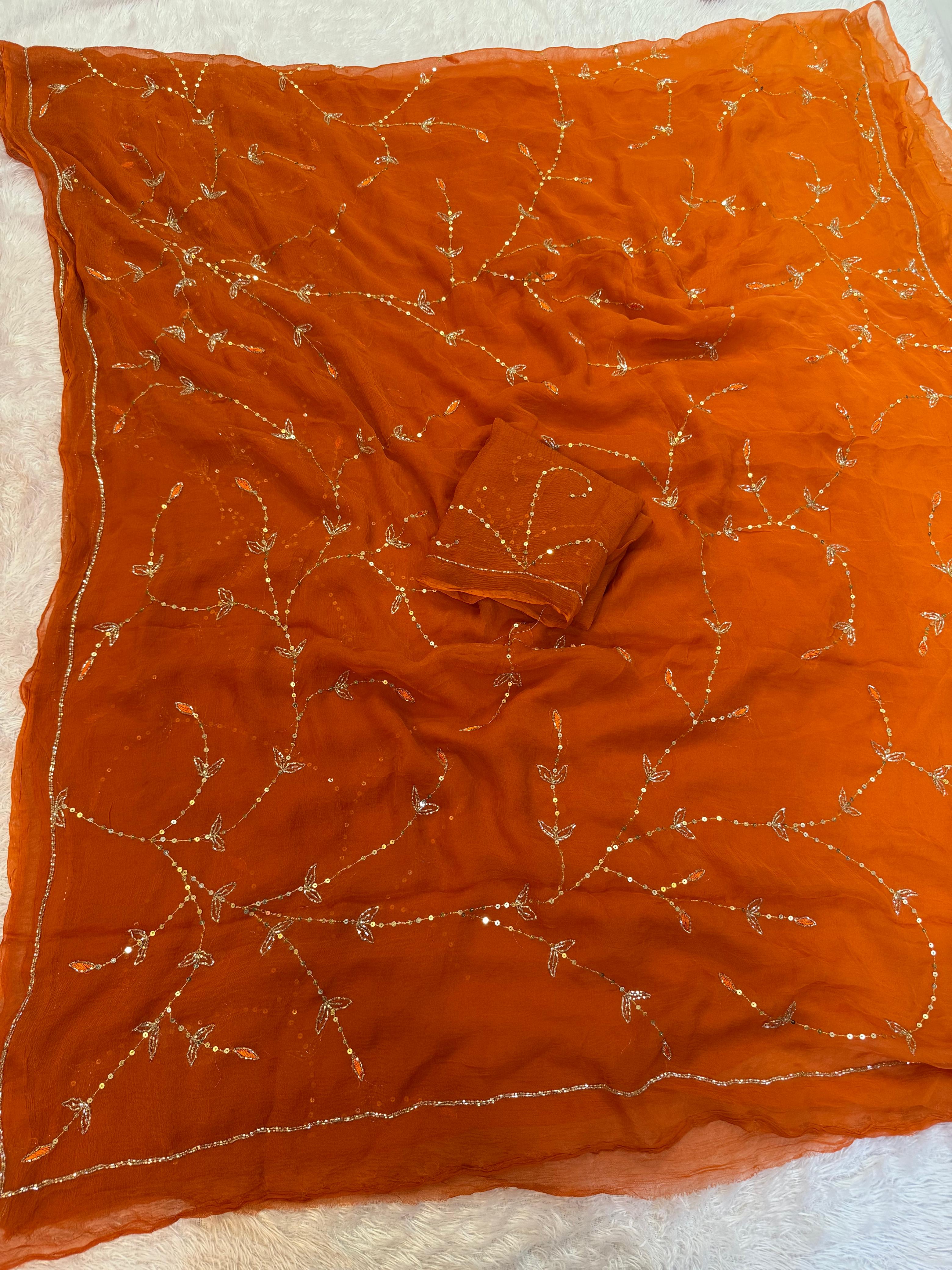 Pure Chiffon Jaal Work Saree – Designer Collection