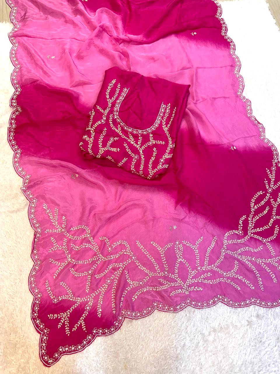 Pure H.O Silk Saree With Premium Handwork