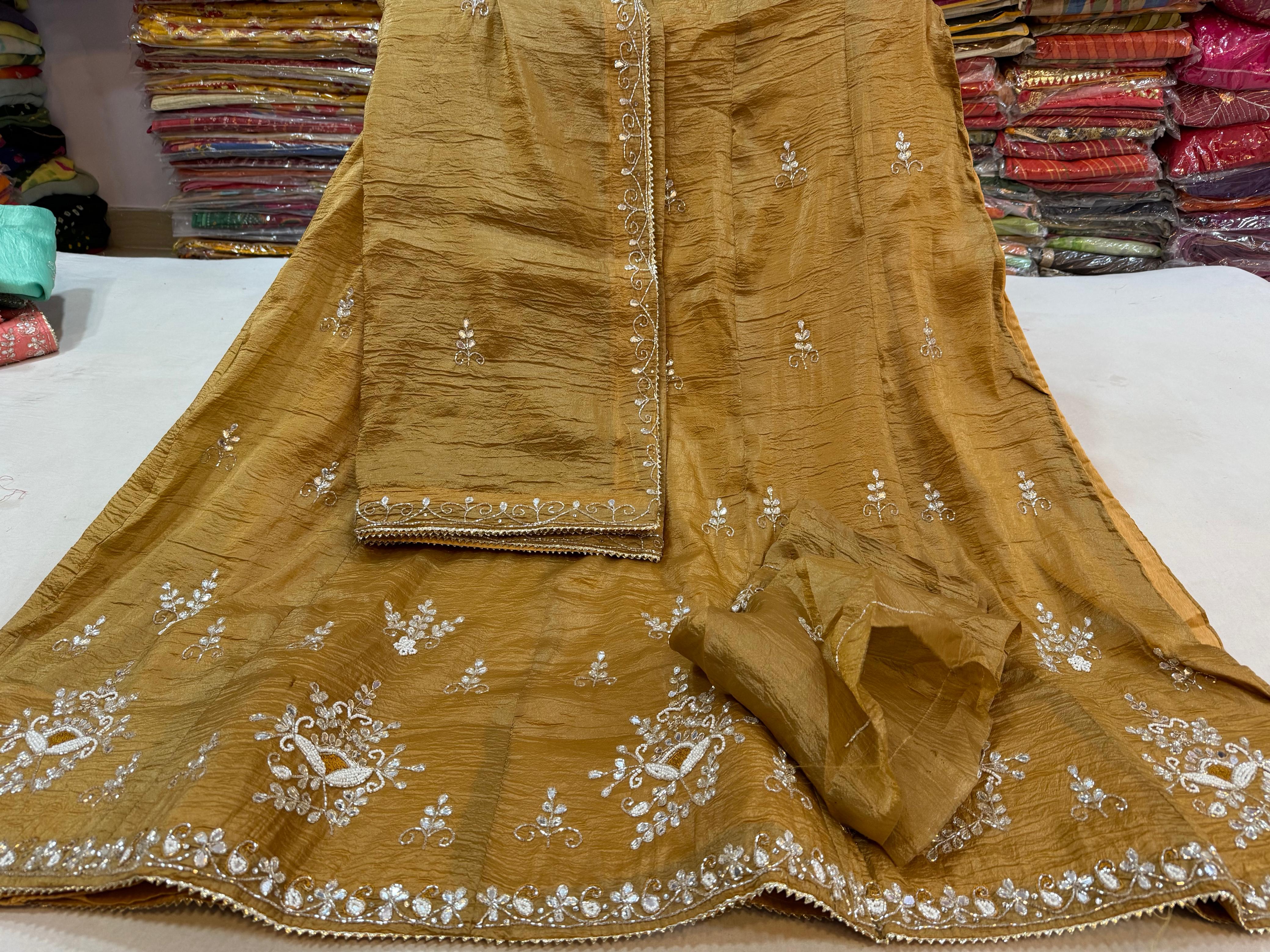 Designer Marble Febric Lehenga With Handwork
