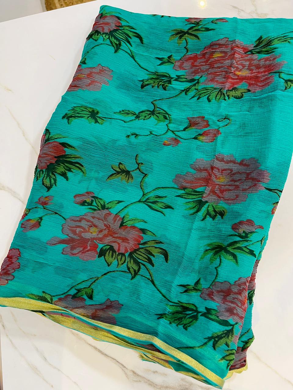 Jaipuri Summer Chiffon Print Saree
