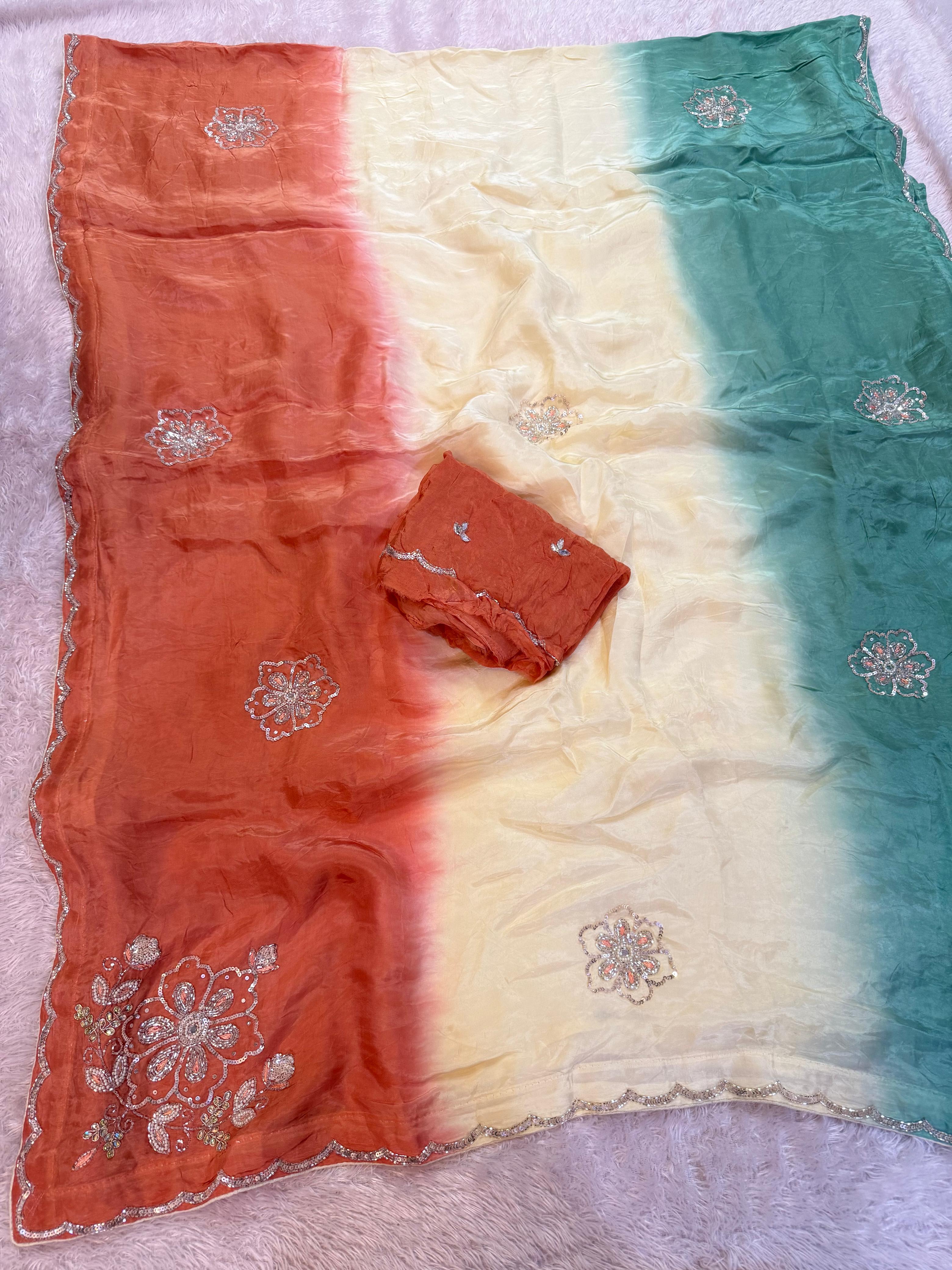 Latest H.O Silk Saree With Handwork