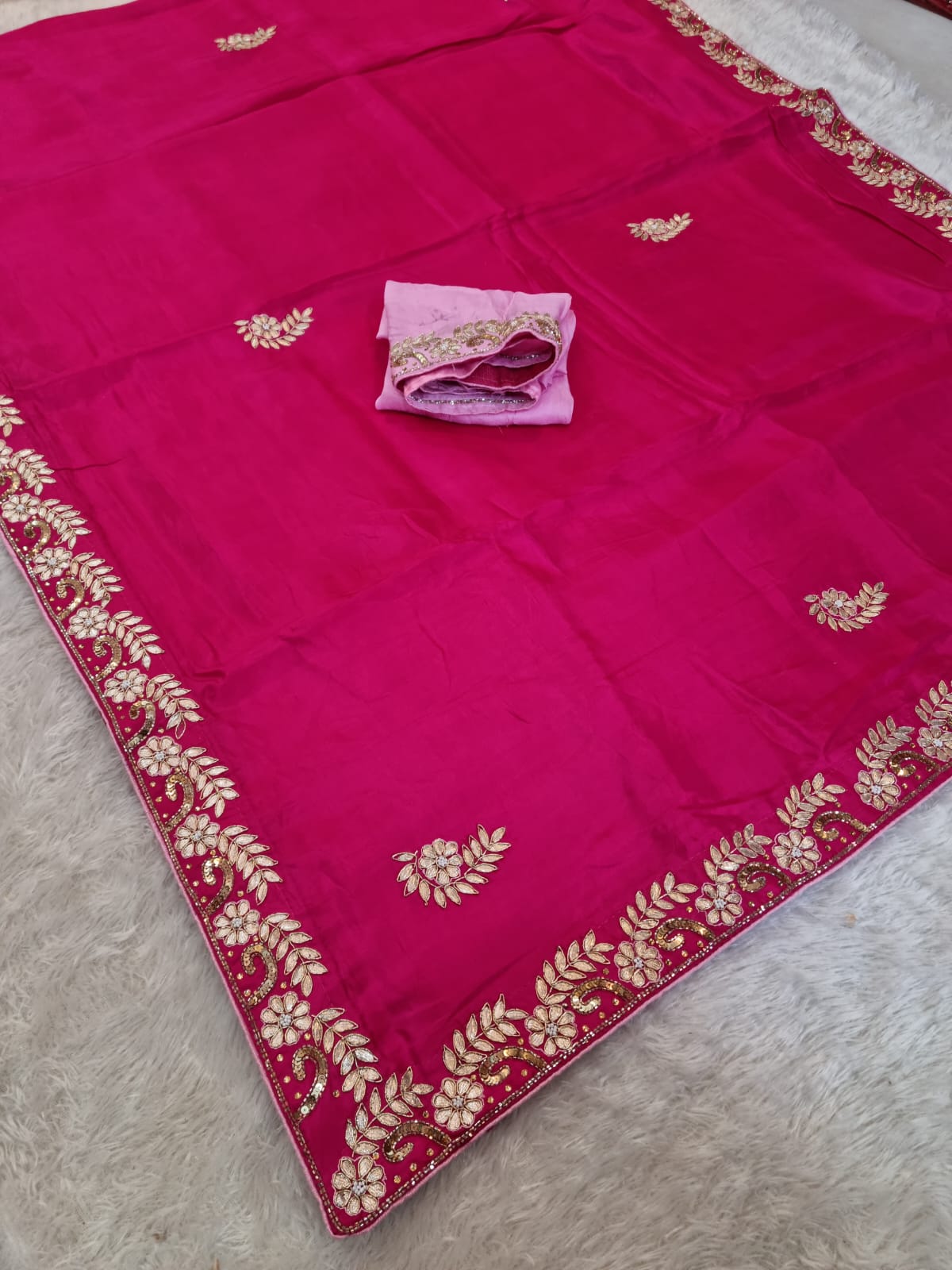 Pure Upada Silk Saree With Premium Handwork