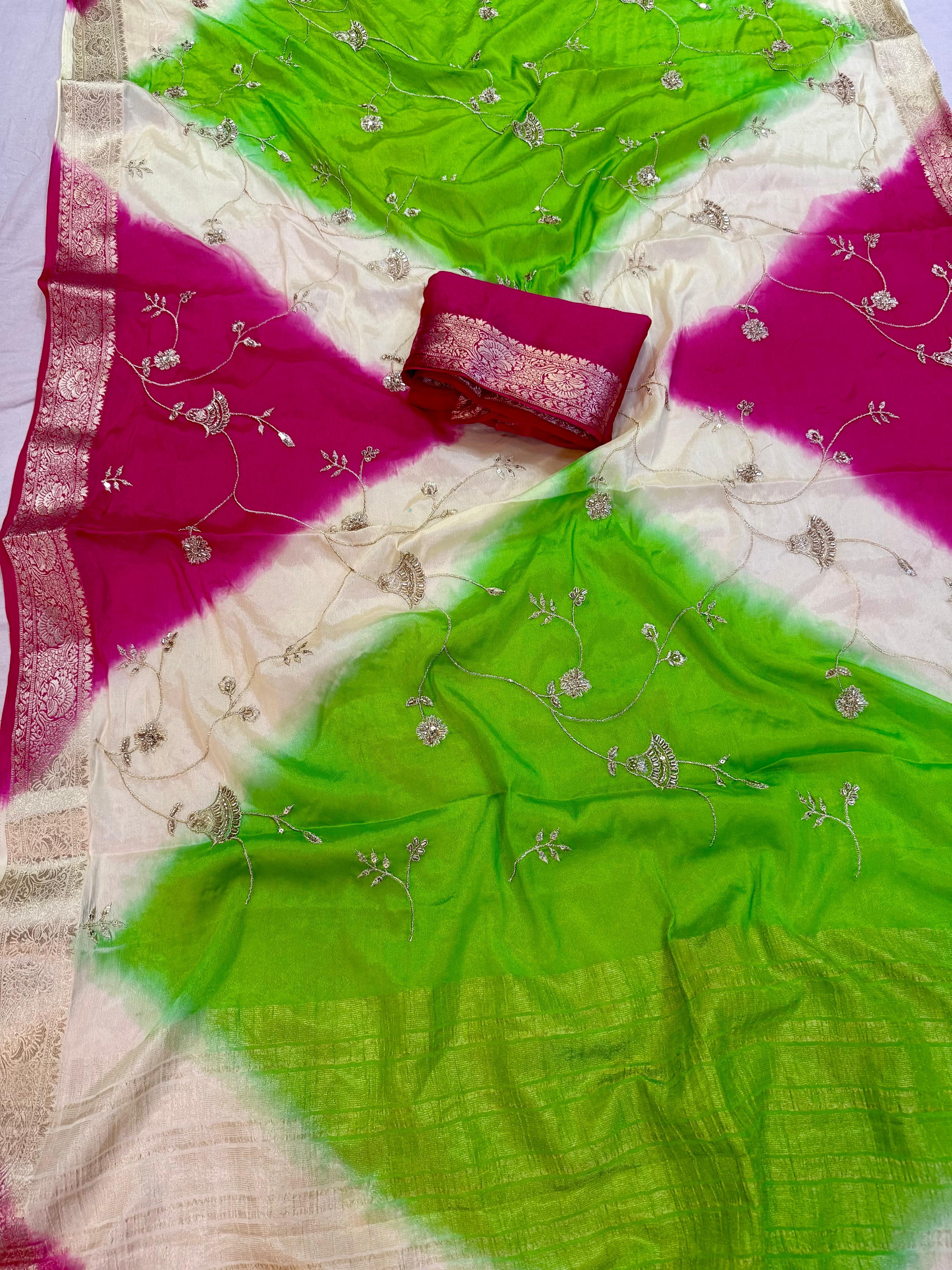 Designer Multi Dye Saree With Sequence Work