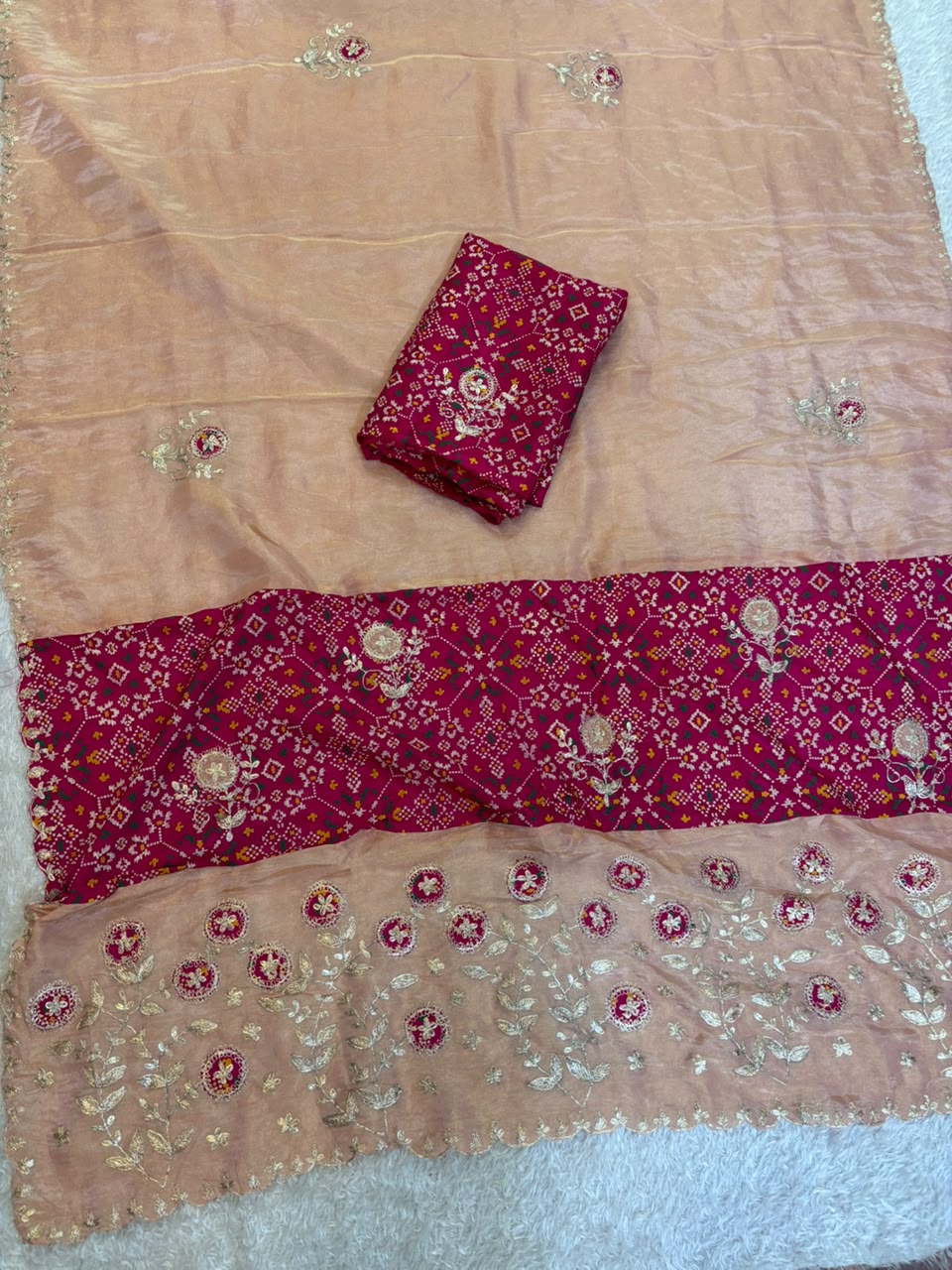 Designer Tissue Cosmos Saree With Pittan work