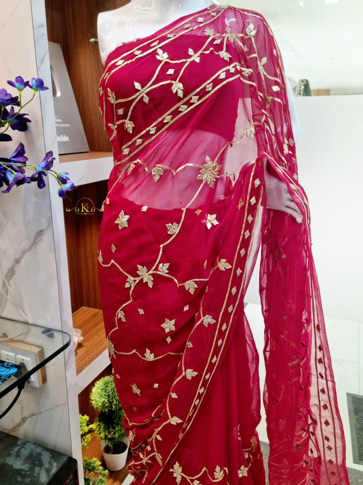 New Pure Chiffon Saree With Gotta Patii Work