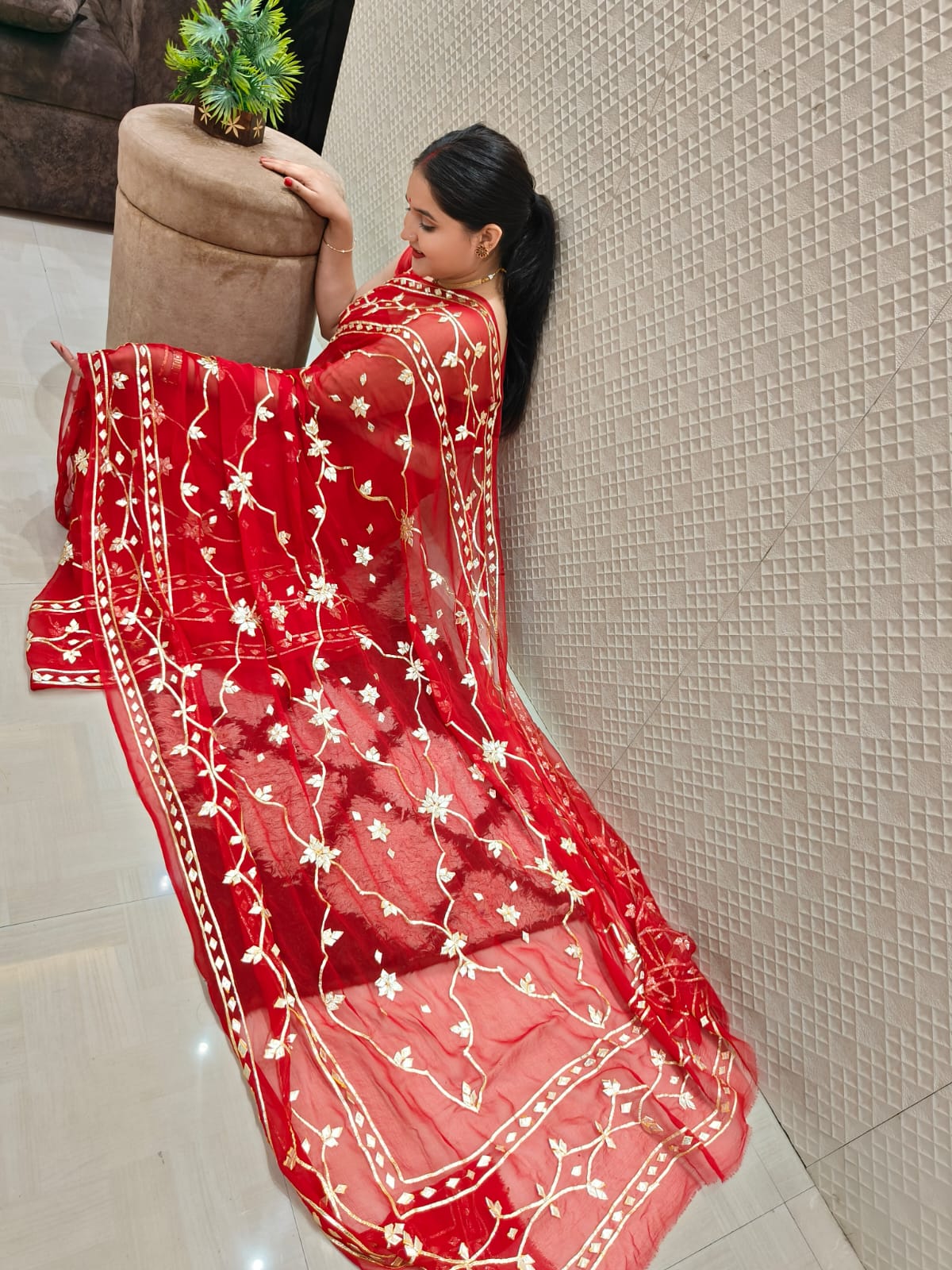 New Pure Chiffon Saree With Gotta Patii Work