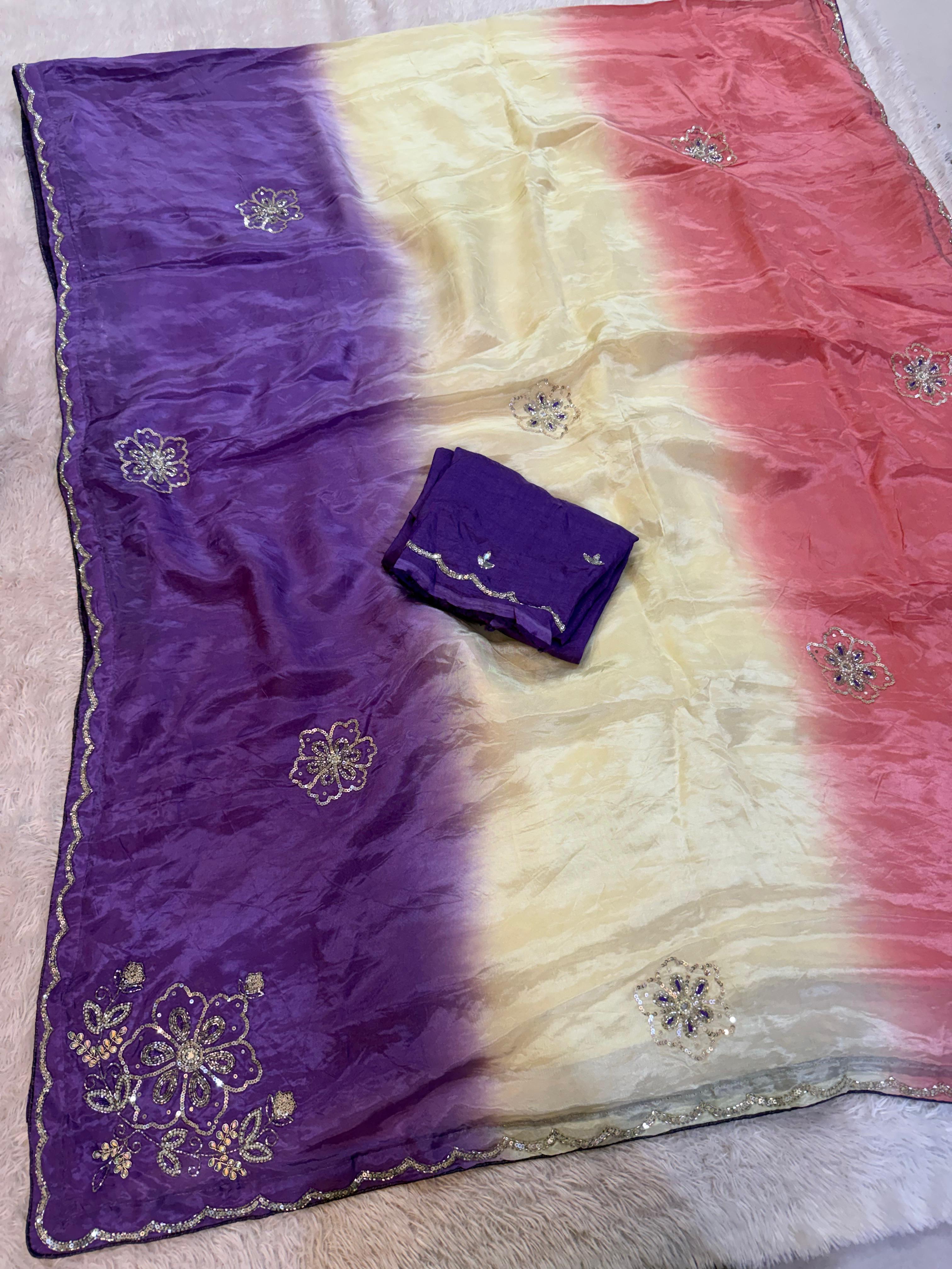 Latest H.O Silk Saree With Handwork