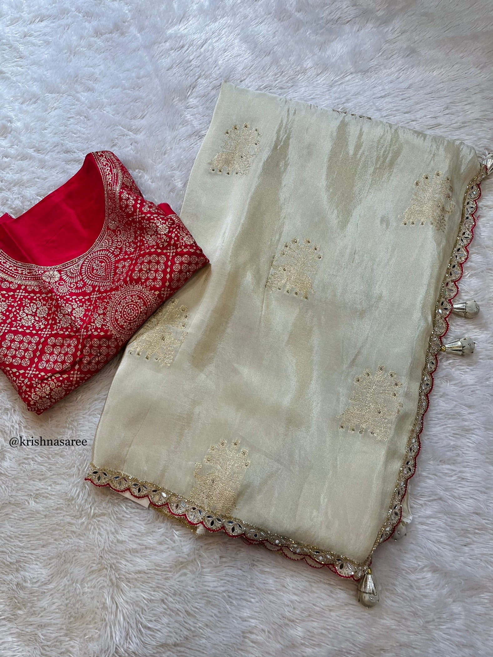 Premium Cosmos Fabric Saree With Handwork