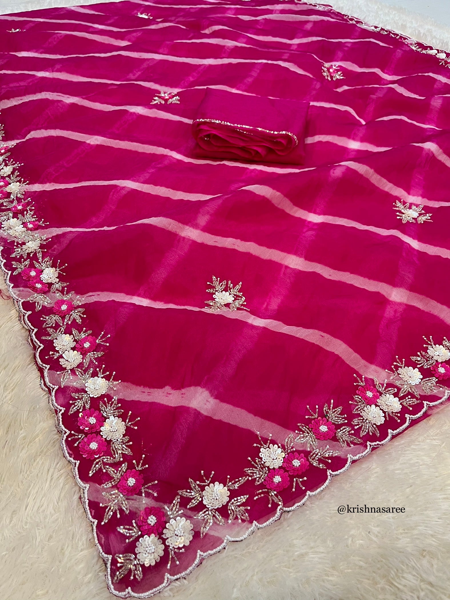 Designer Lahriya Handwork Saree X Handwork