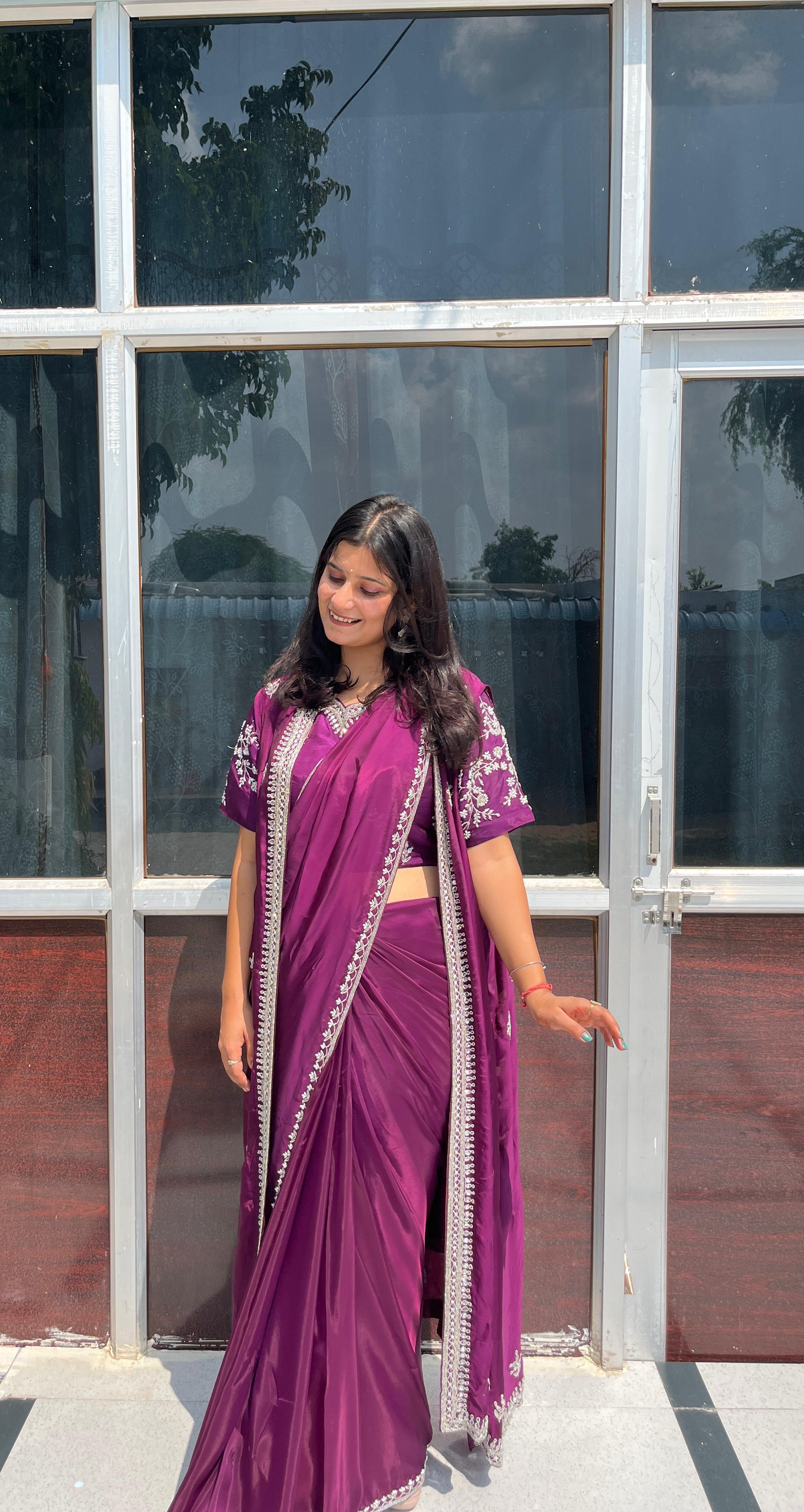 Premium Designer Saree With Readymade Blouse and Jacket