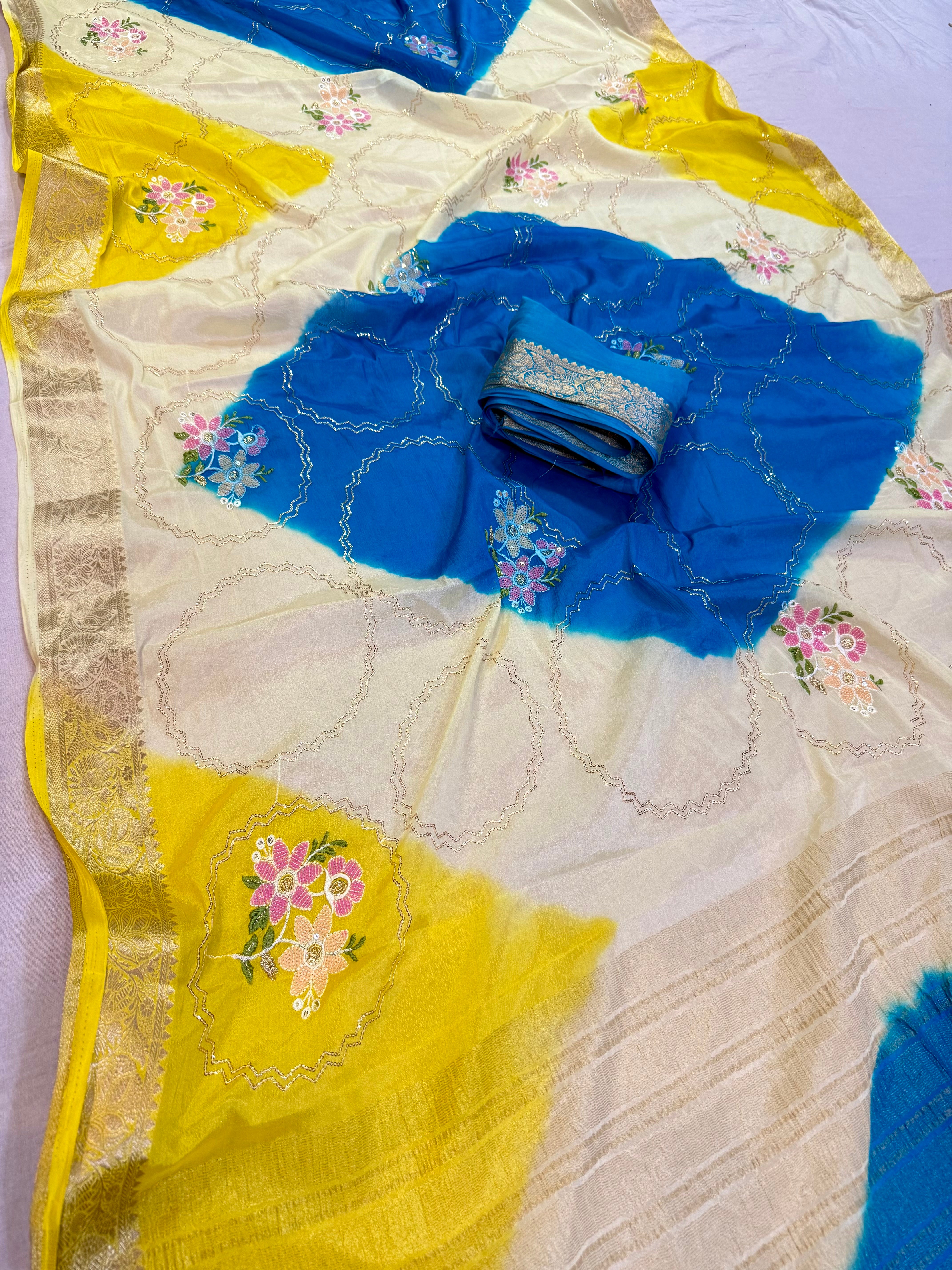 Masoom Special Multi Dye Saree With Sequence Work