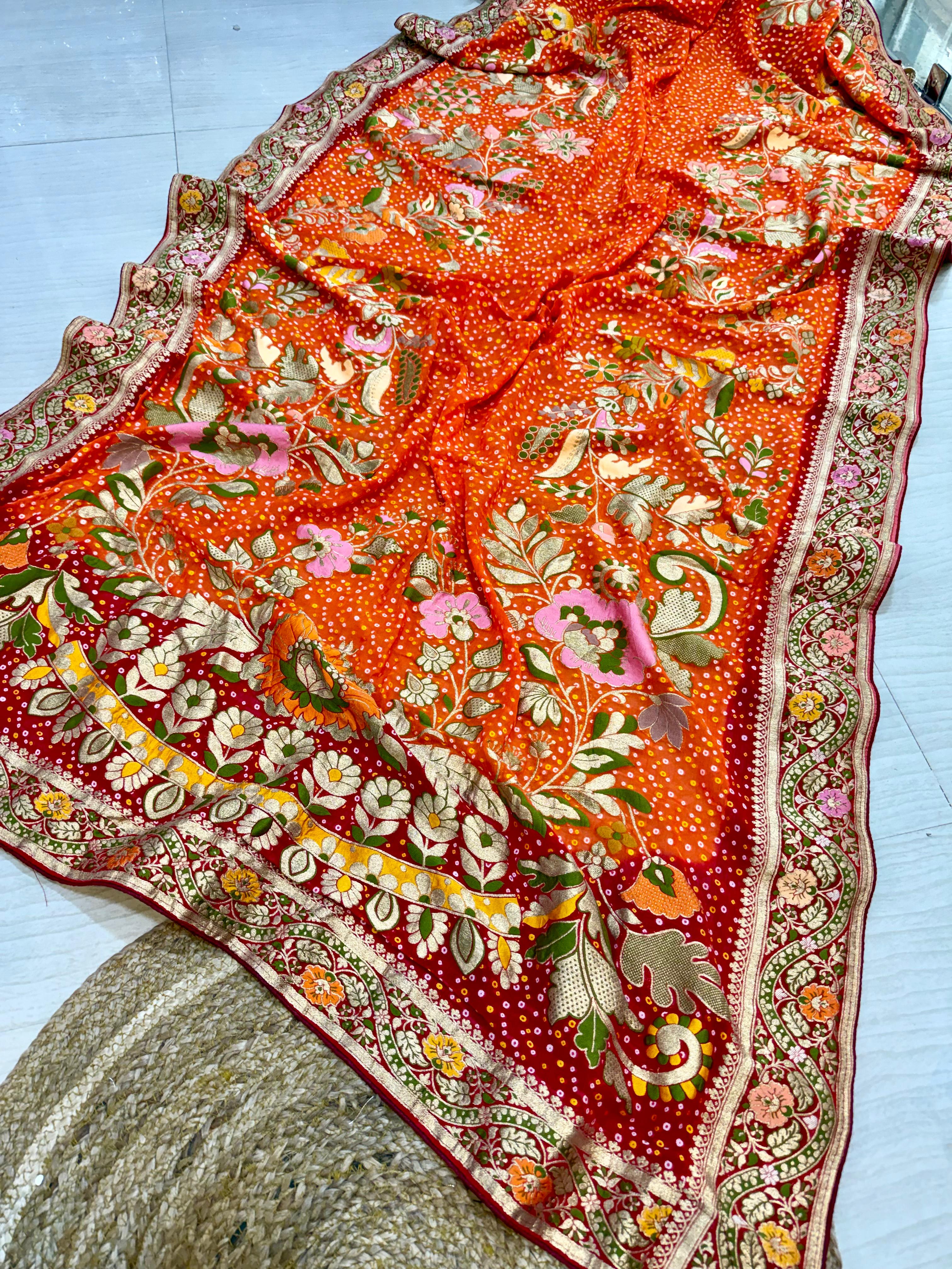 Beautiful Georgatte Dupatta with Weaving