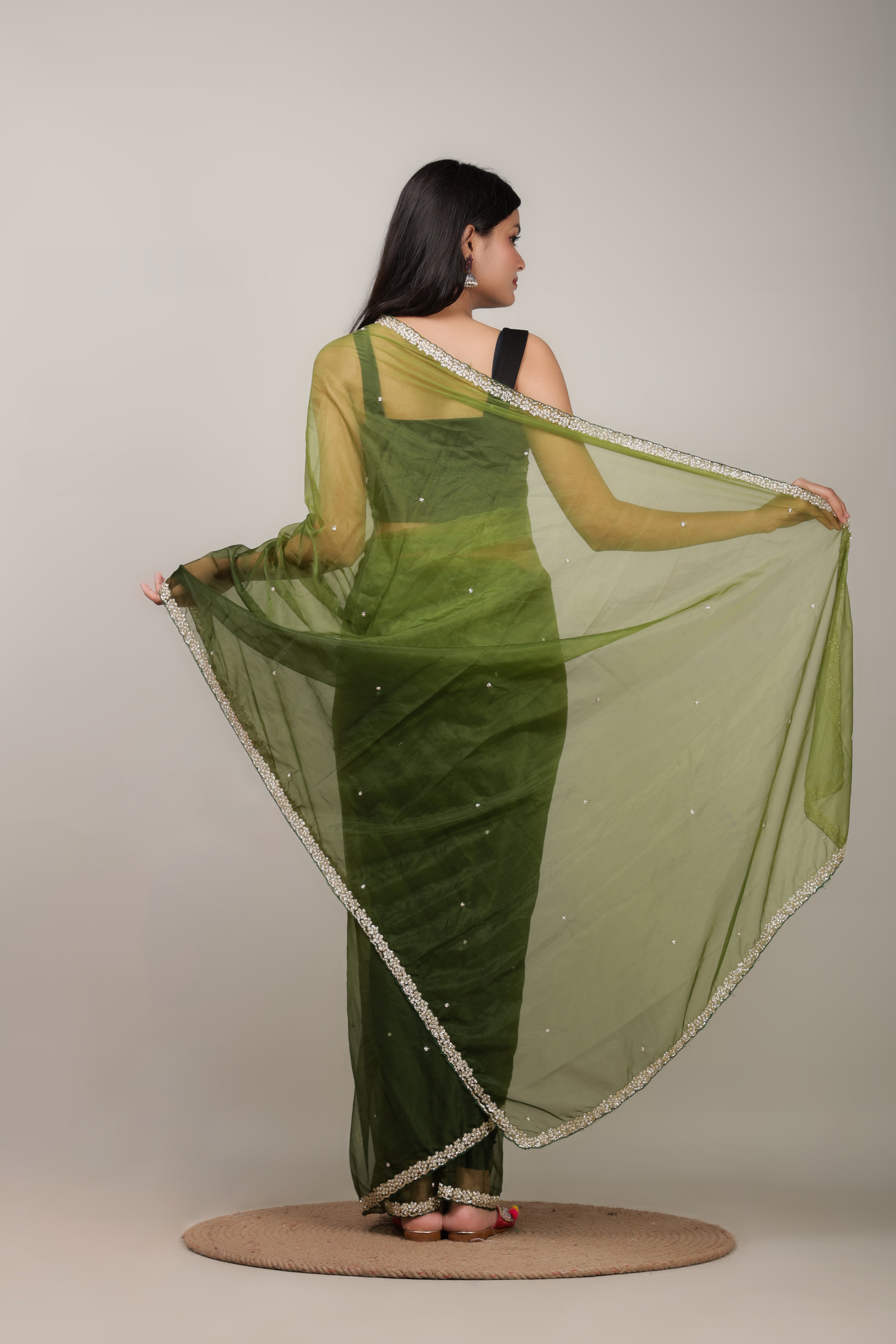Organza Shaded Saree With Unstitch Running Blouse