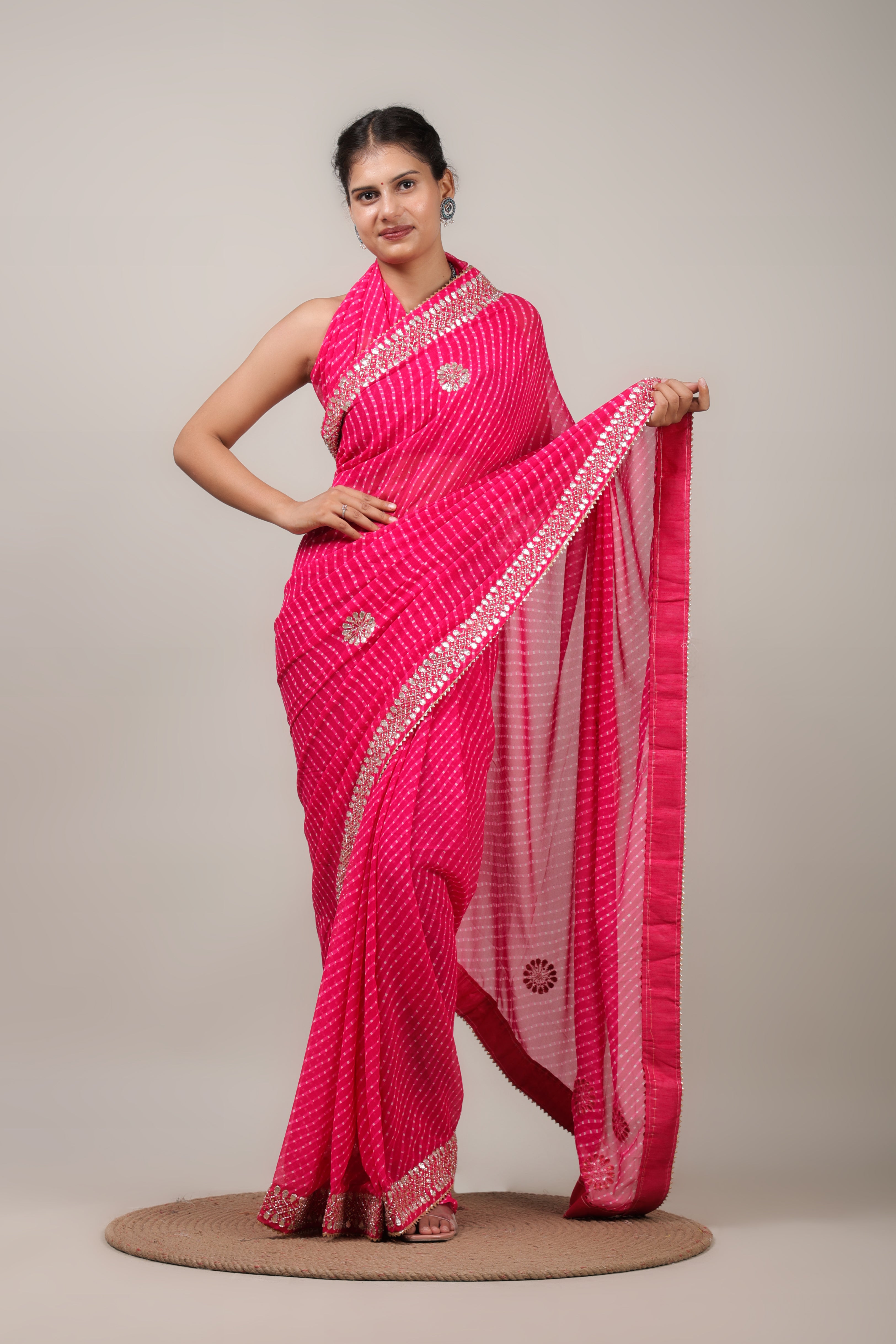 Beautiful Traditional Mothara Print Handwork Saree