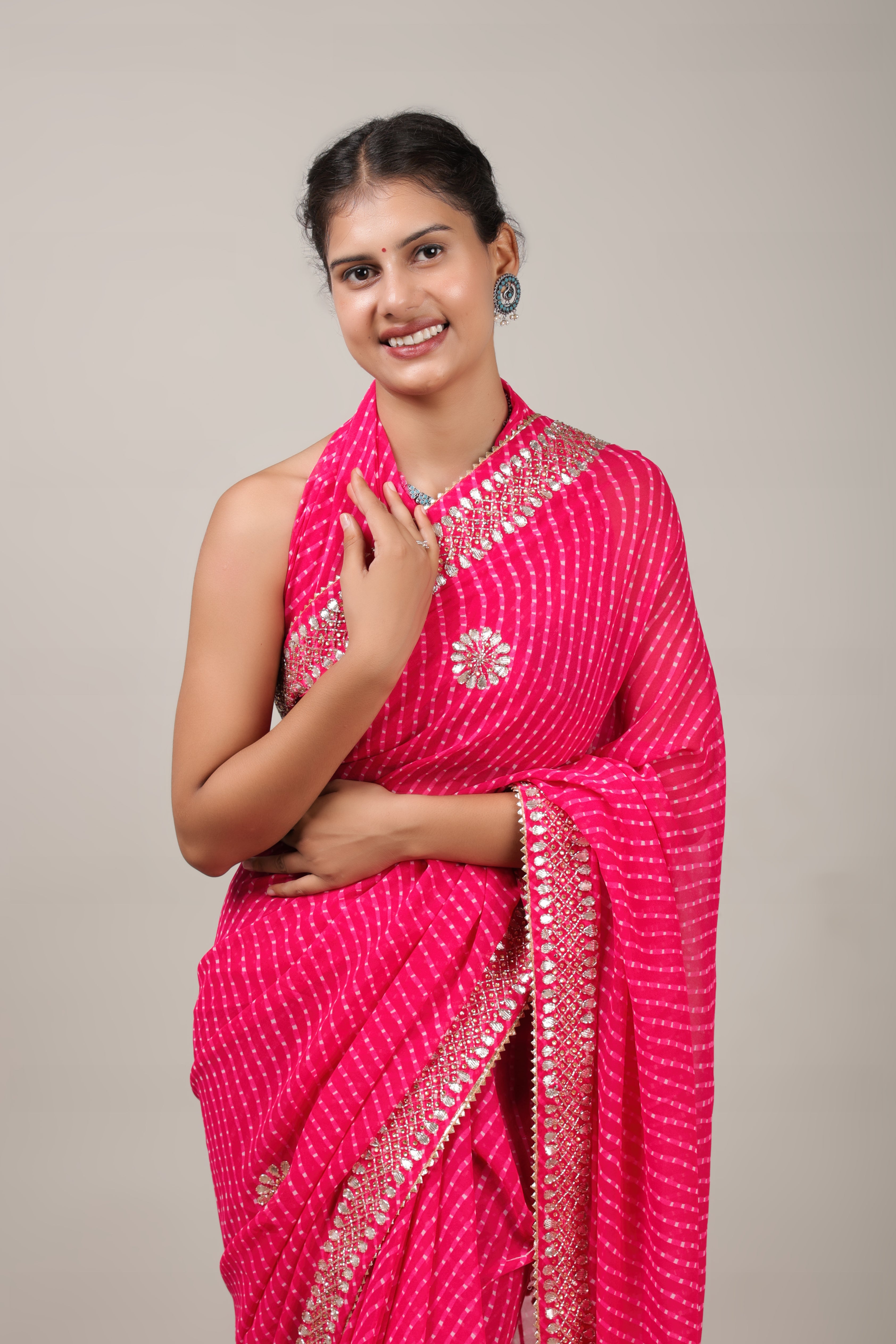 Beautiful Traditional Mothara Print Handwork Saree