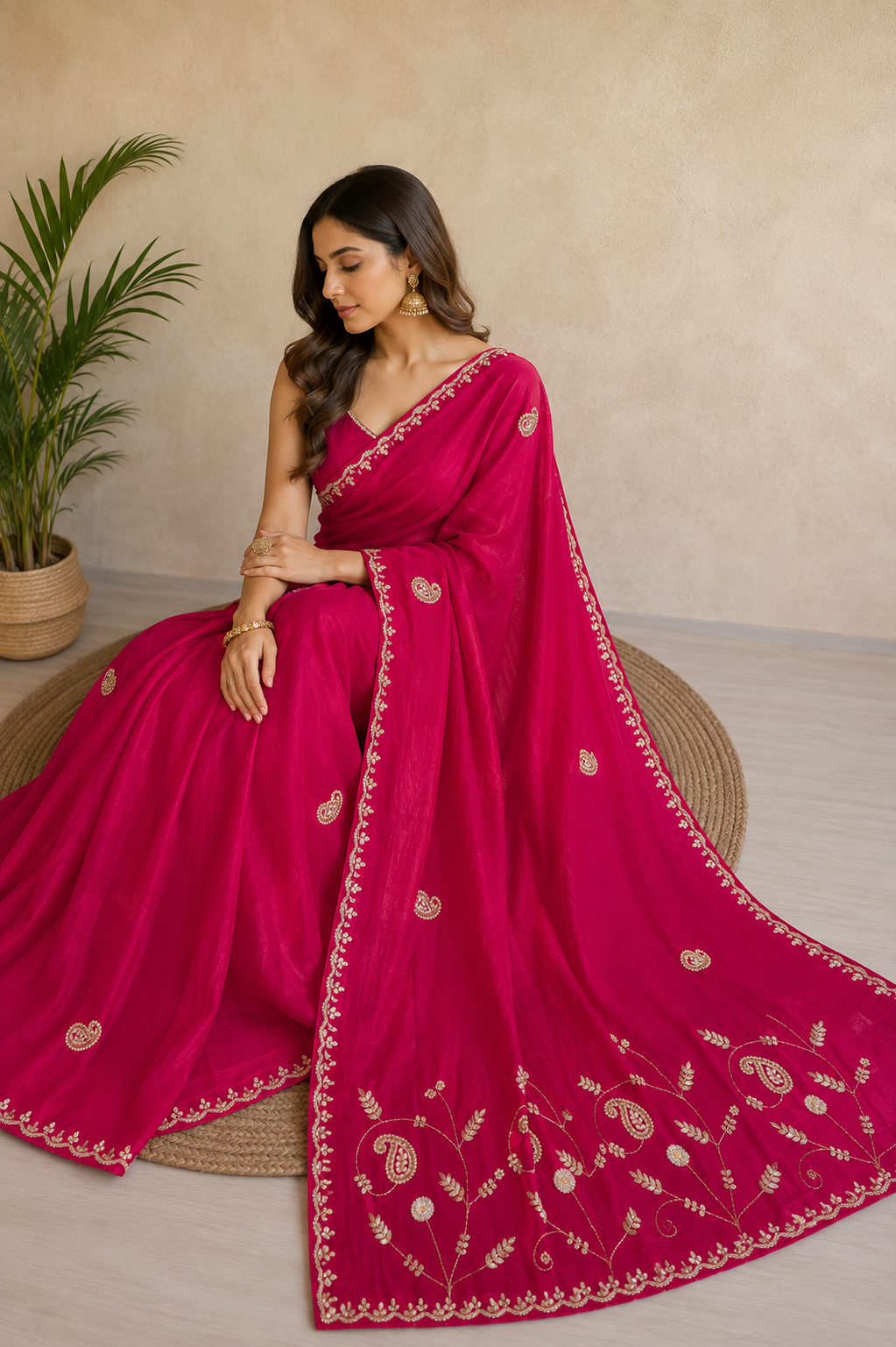 Designer Pure H O Silk Saree With Handwork