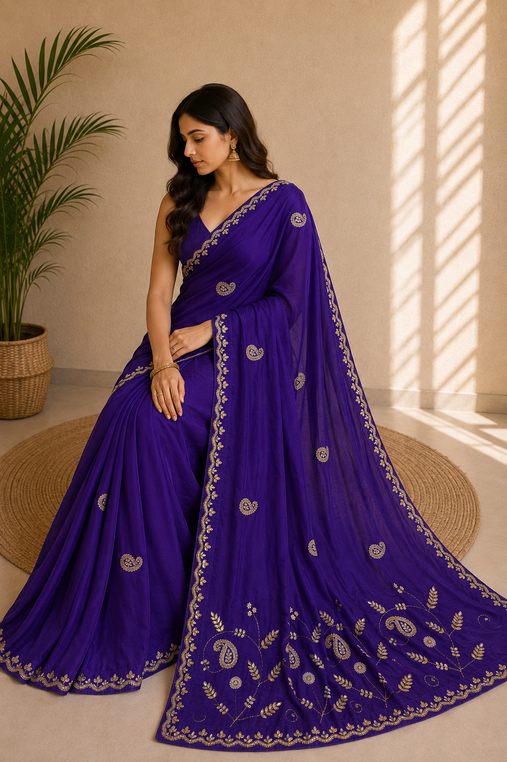 Designer Pure H O Silk Saree With Handwork