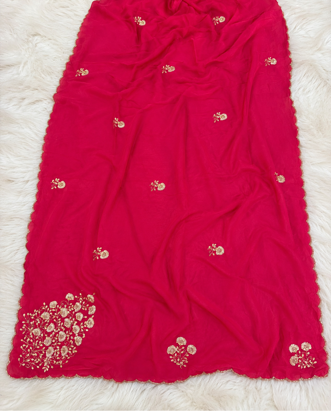 Pure H O Silk Saree With floral Handwork