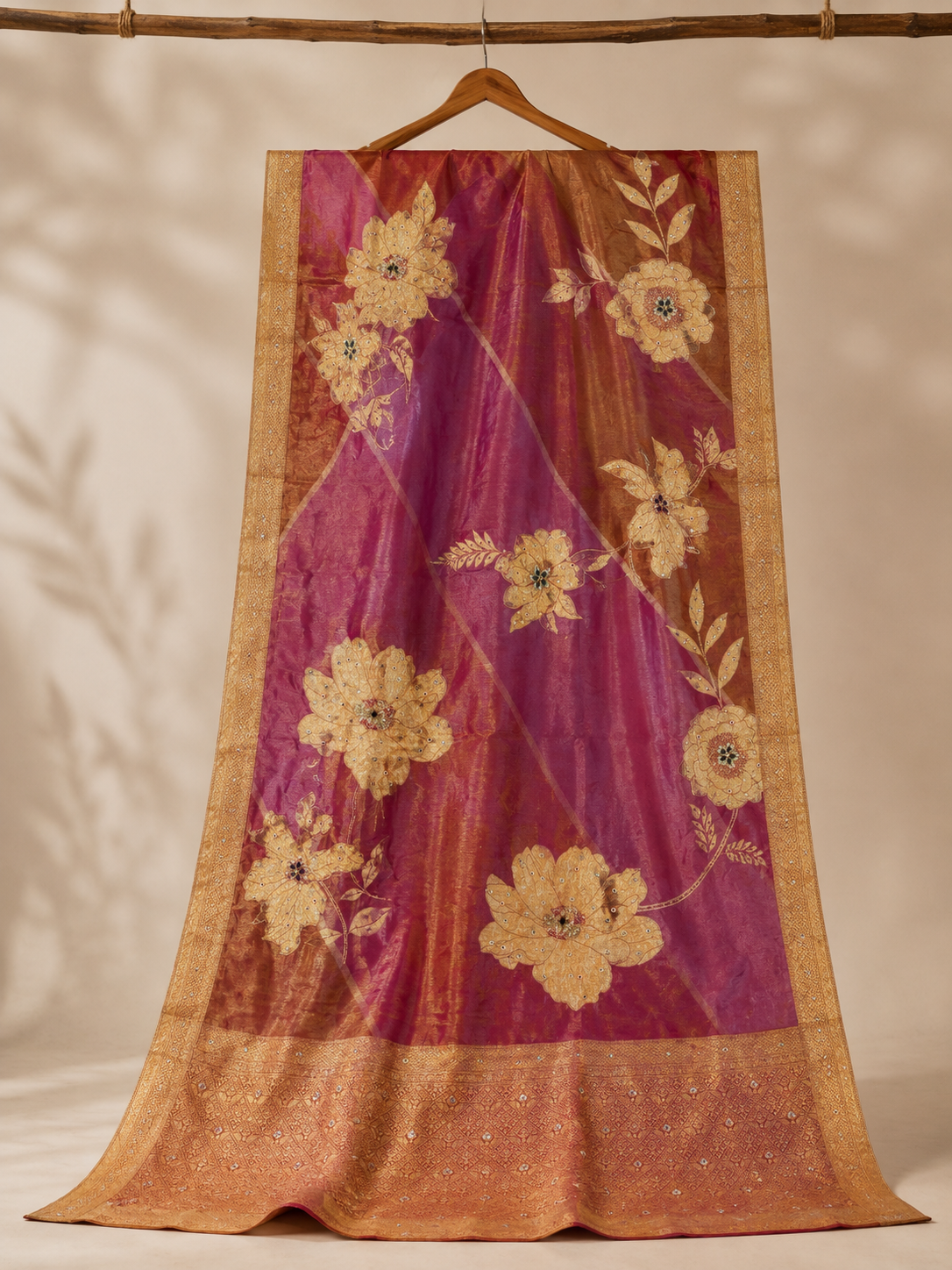 Designer Tissue cosmos Saree With Handwork