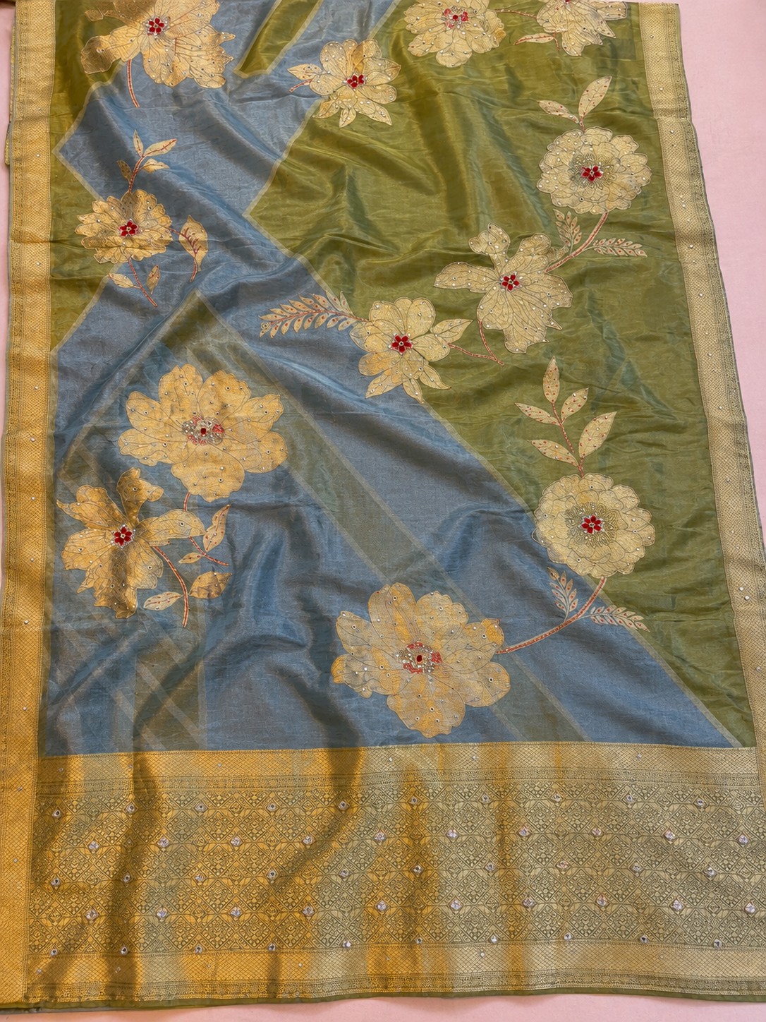 Designer Tissue cosmos Saree With Handwork