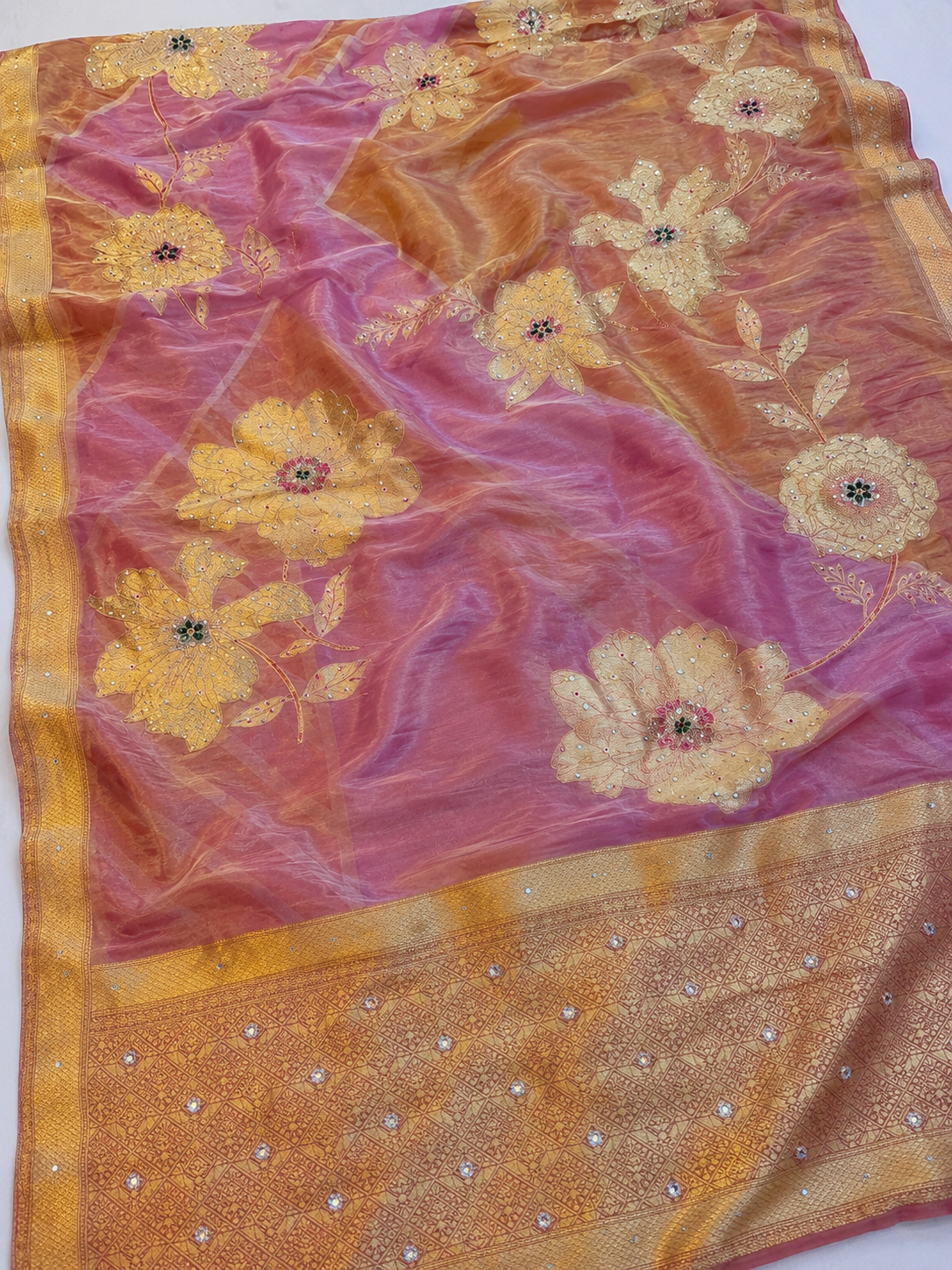 Designer Tissue cosmos Saree With Handwork