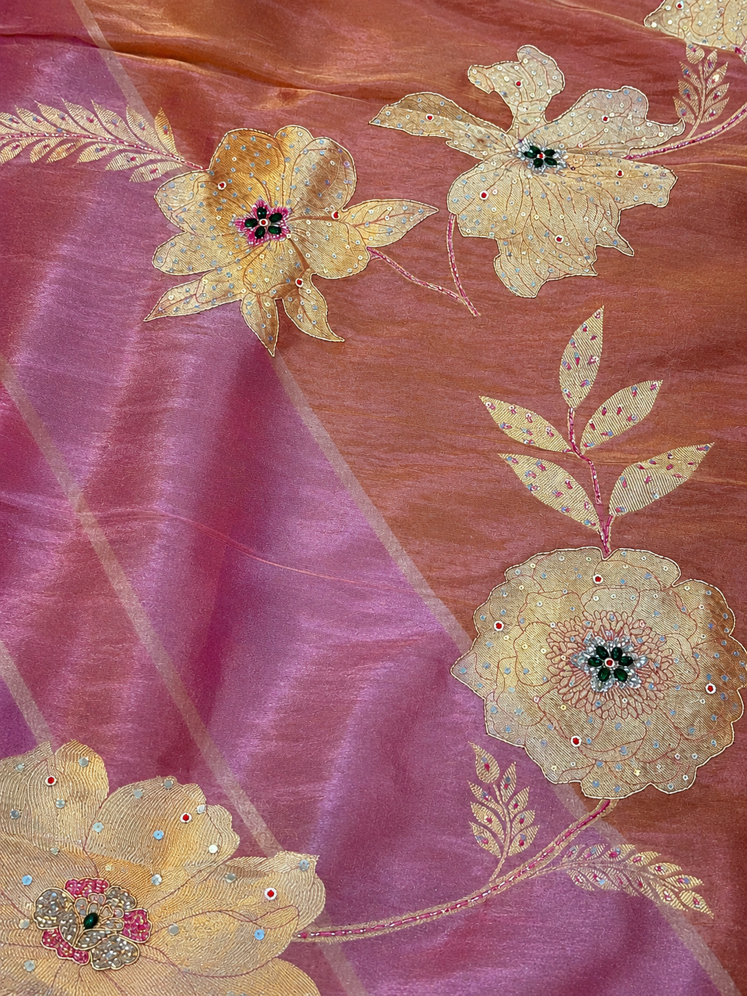 Designer Tissue cosmos Saree With Handwork
