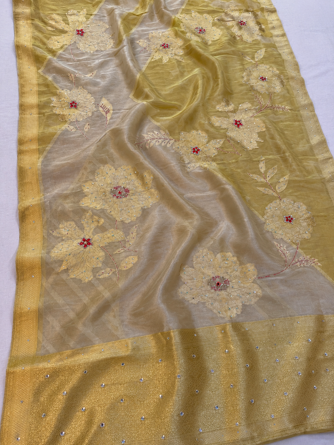 Designer Tissue cosmos Saree With Handwork