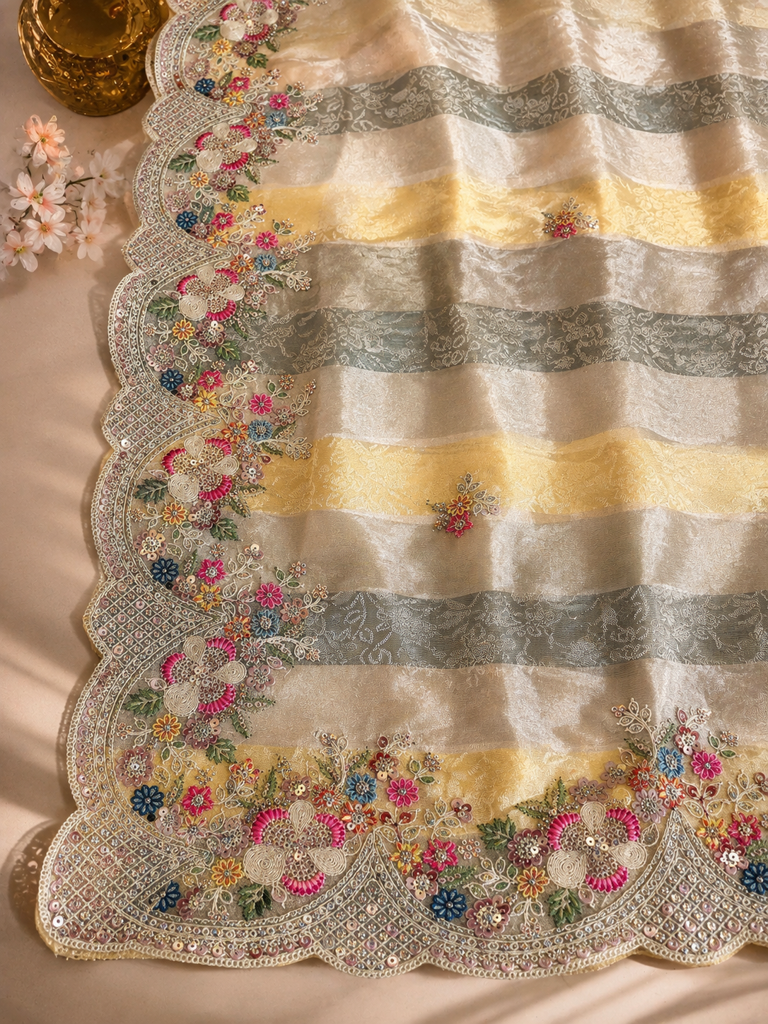 Latest Pure Soft H O Silk Saree With Handwork