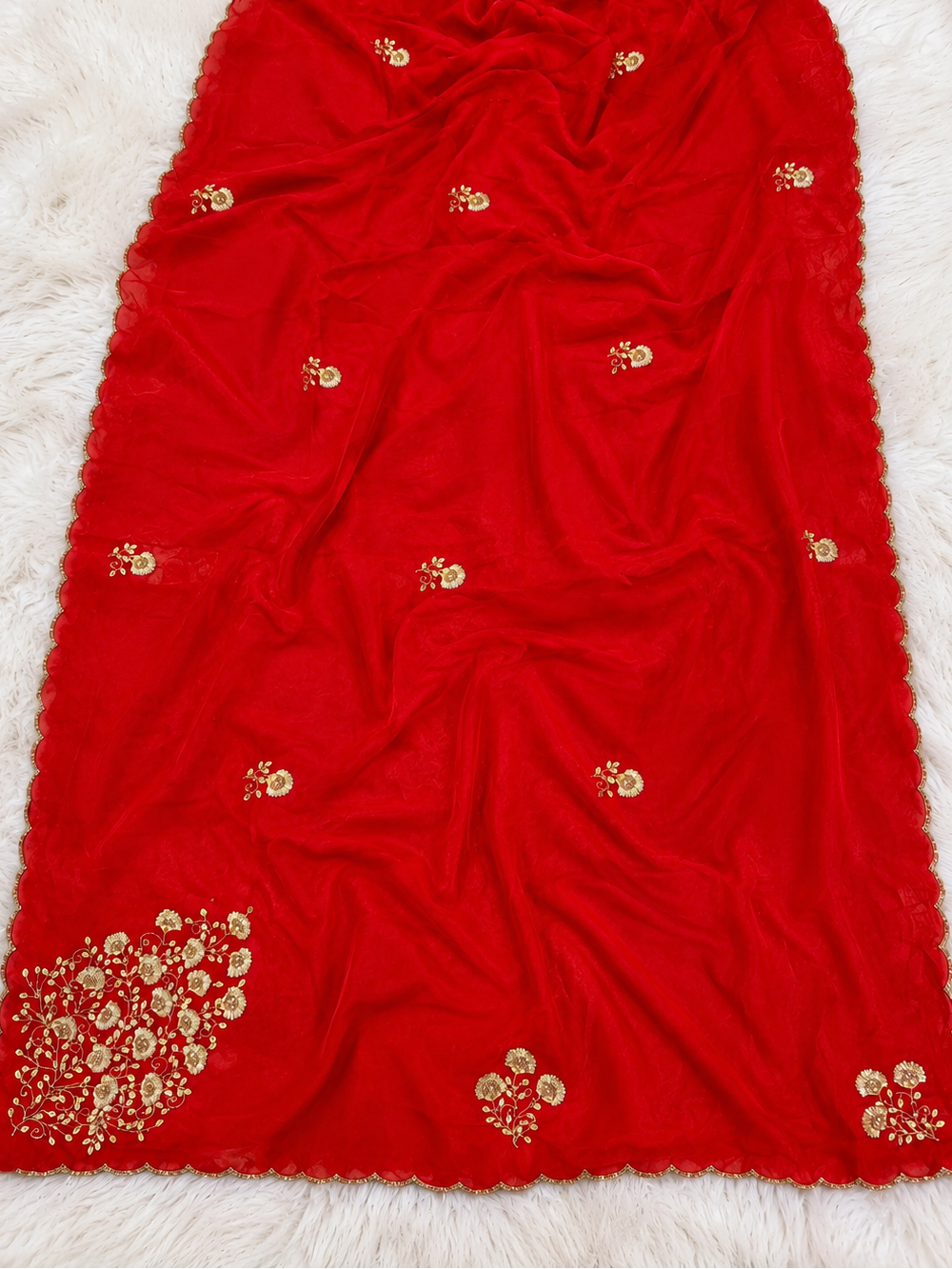 Pure H O Silk Saree With floral Handwork