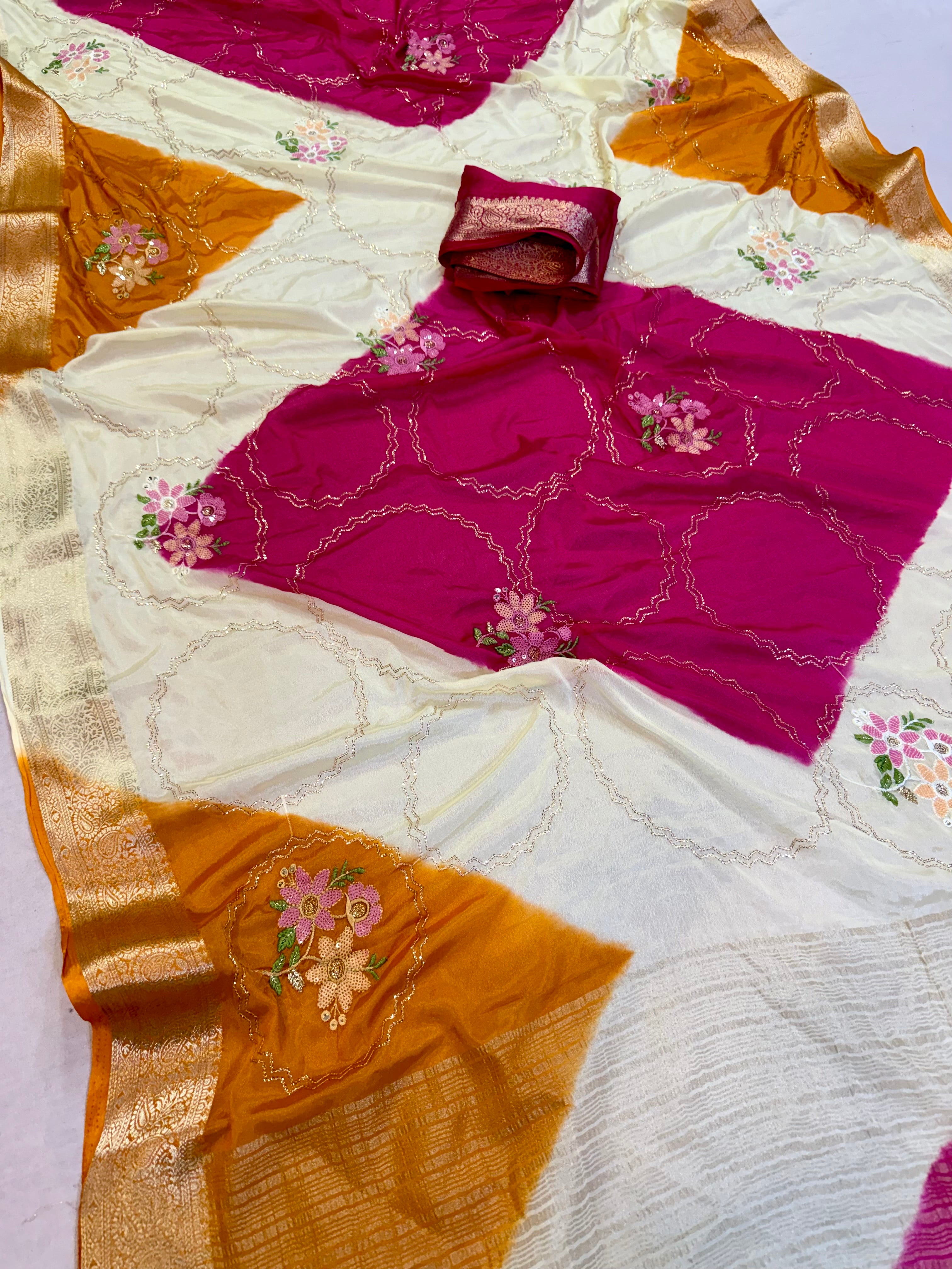 Masoom Special Multi Dye Saree With Sequence Work