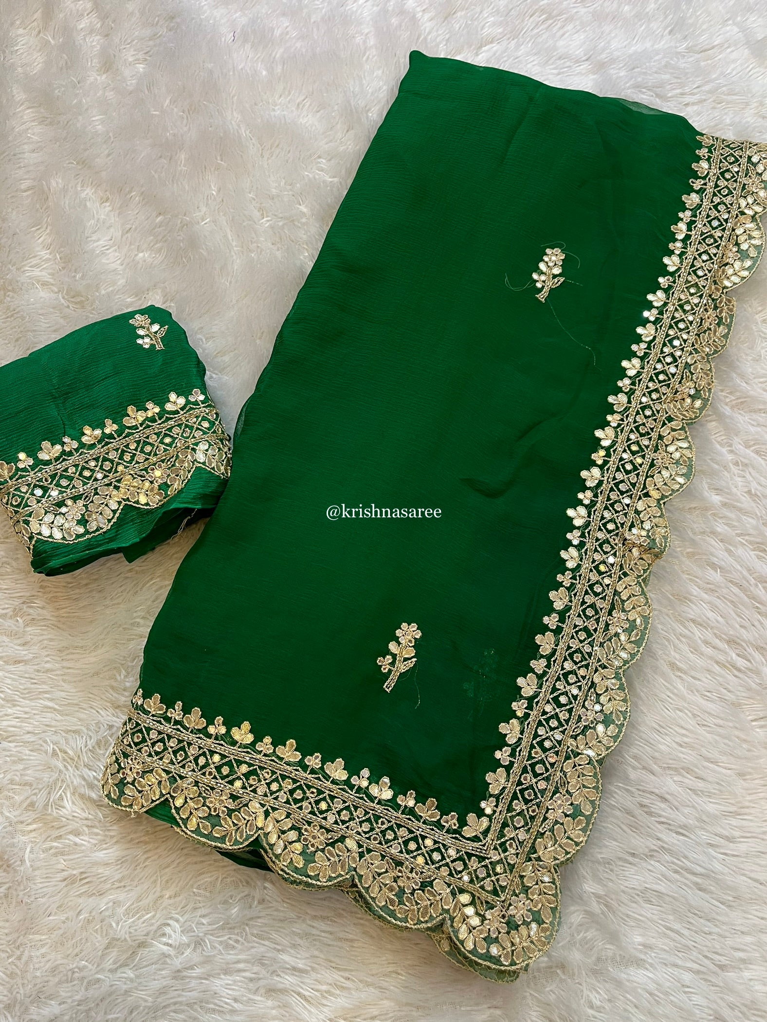 Beautiful Pure Chiffon Handwork Border Saree