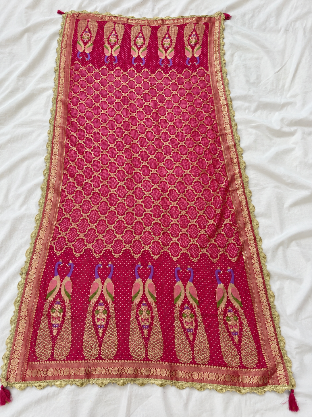Beautiful Pure Georgatte Dupatta With Handwork