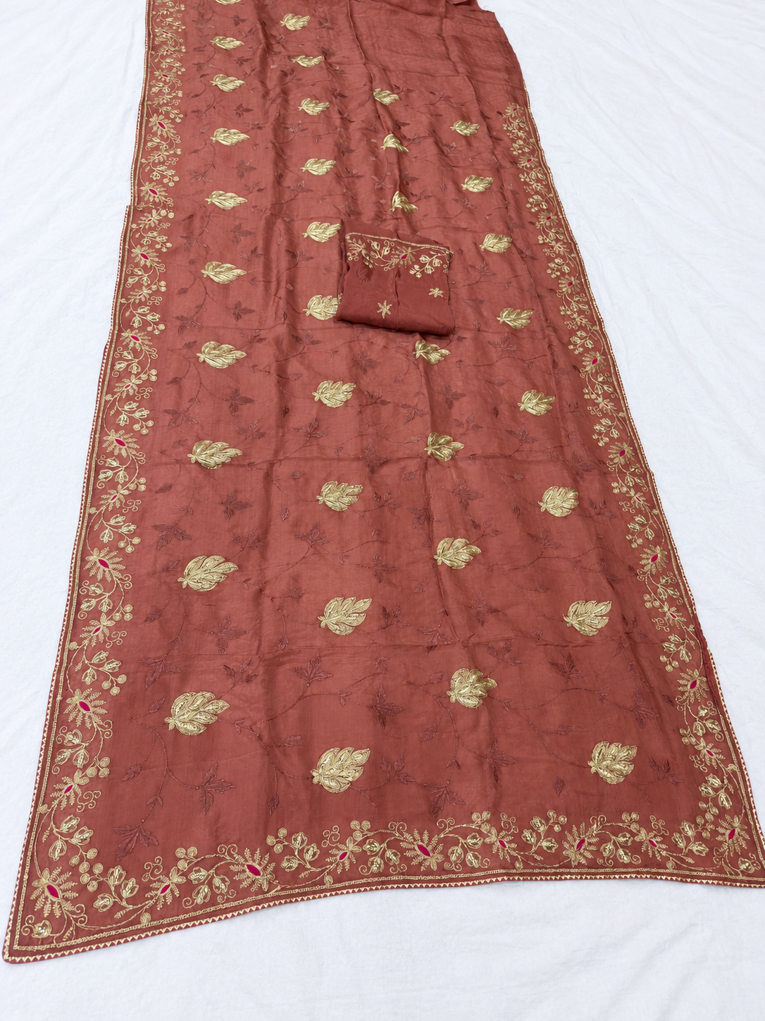 Beautiful H O Silk Saree With Handwork
