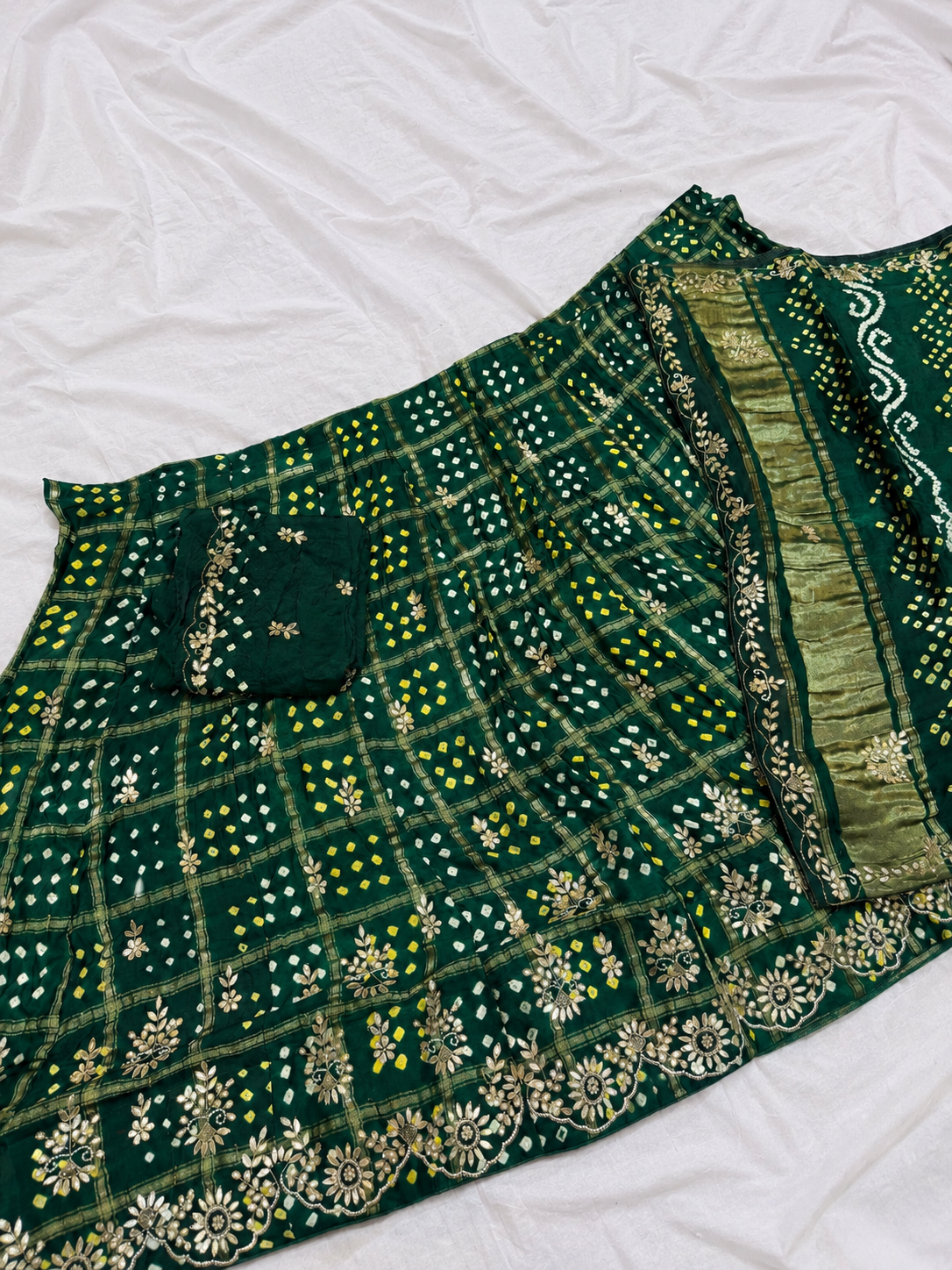 Beautiful Modal Silk Lehenga in Bandhni With Handwork