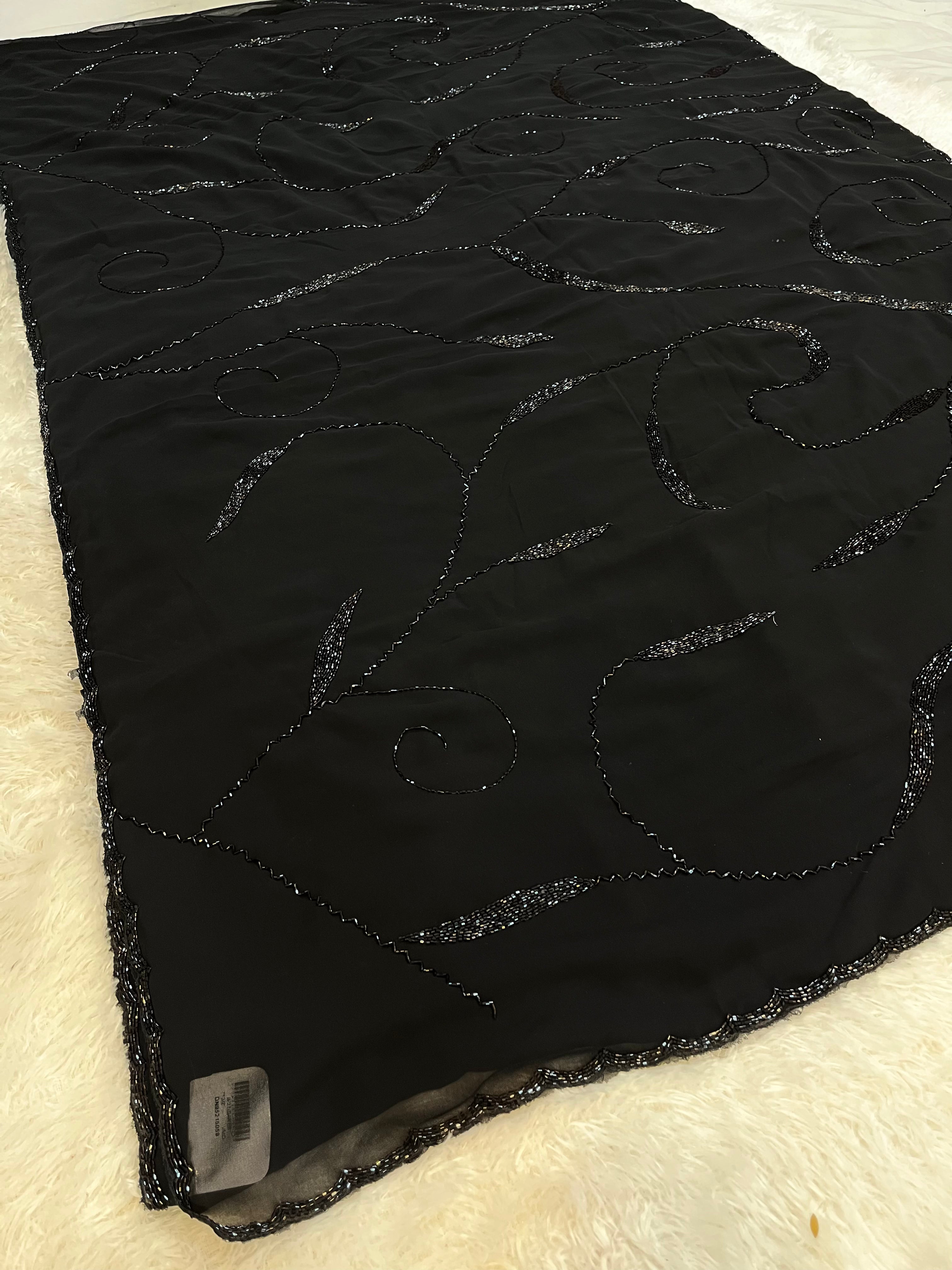 Fancy Black Saree With Handwork