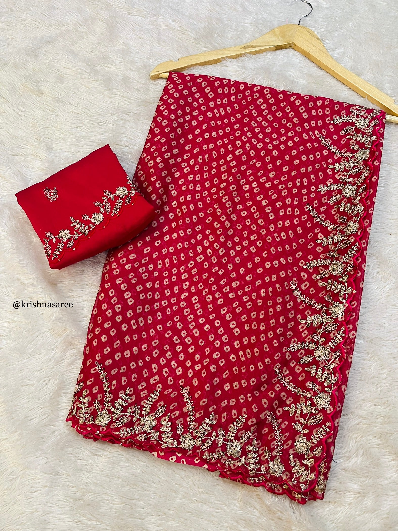 Beautiful Chinon Fabric Saree With Work