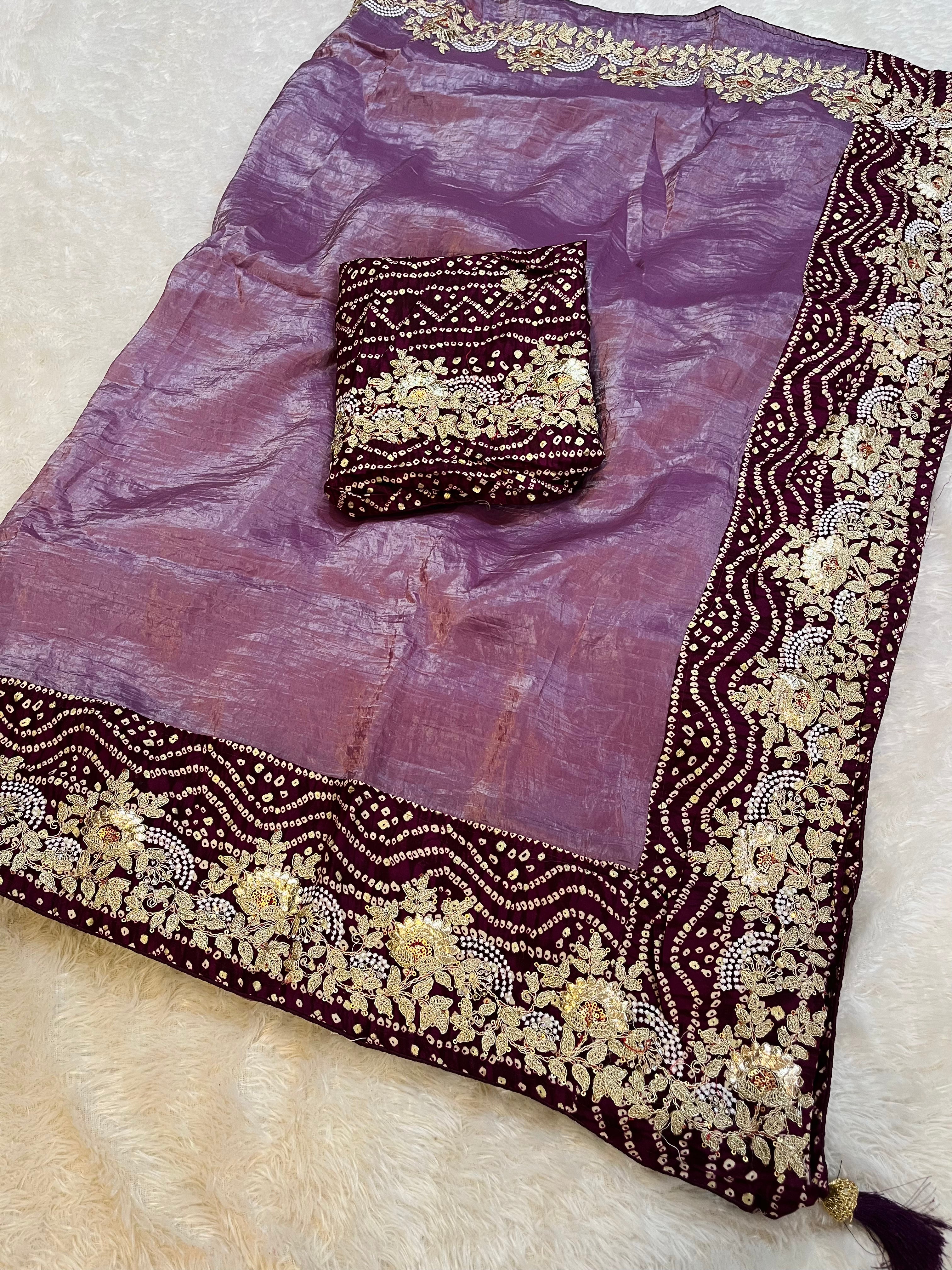 Beautiful Tissue Crush Saree With Traditional Look