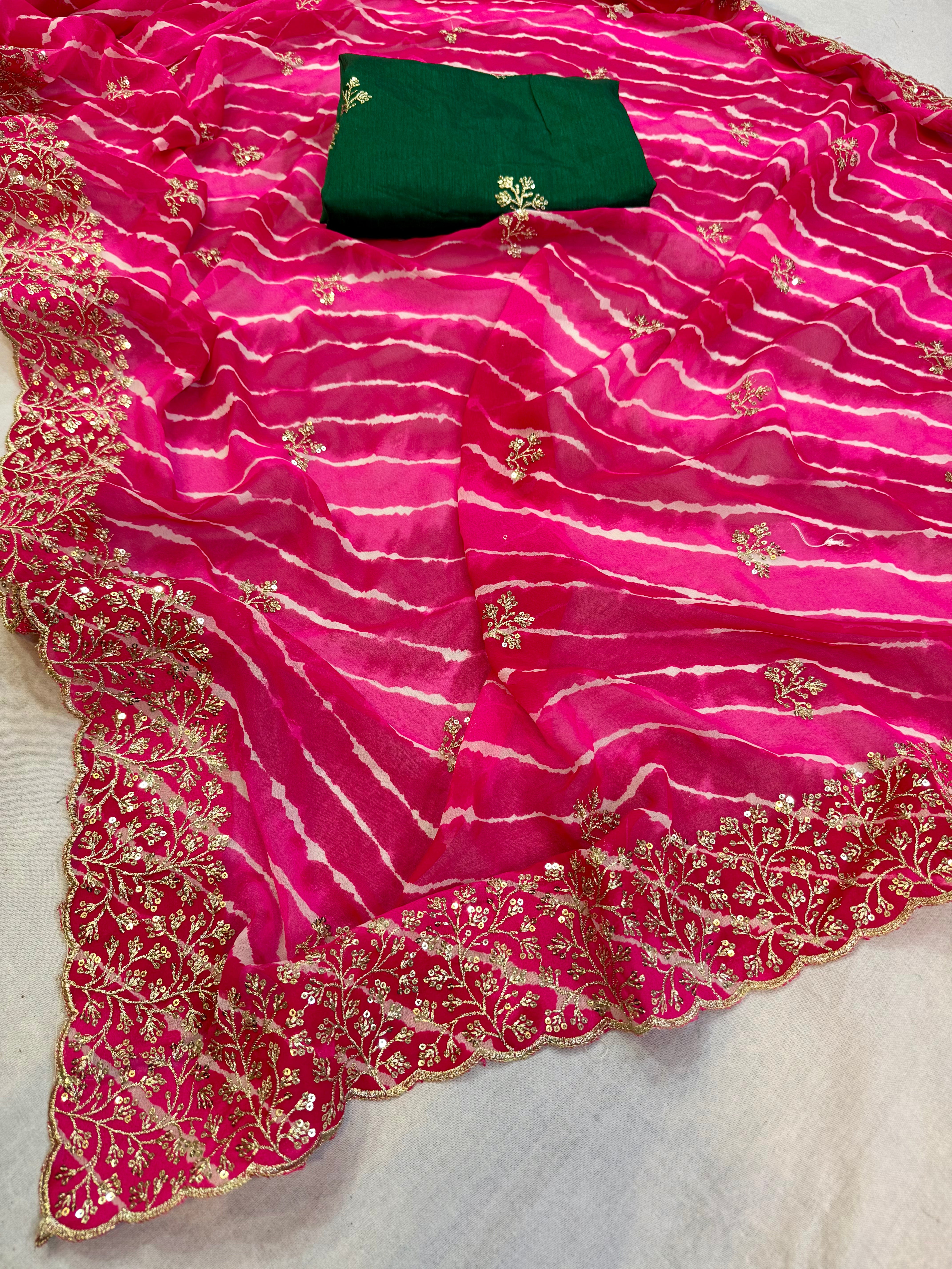 Latest Mothara Saree With Beautiful Jarri And Sequence Work