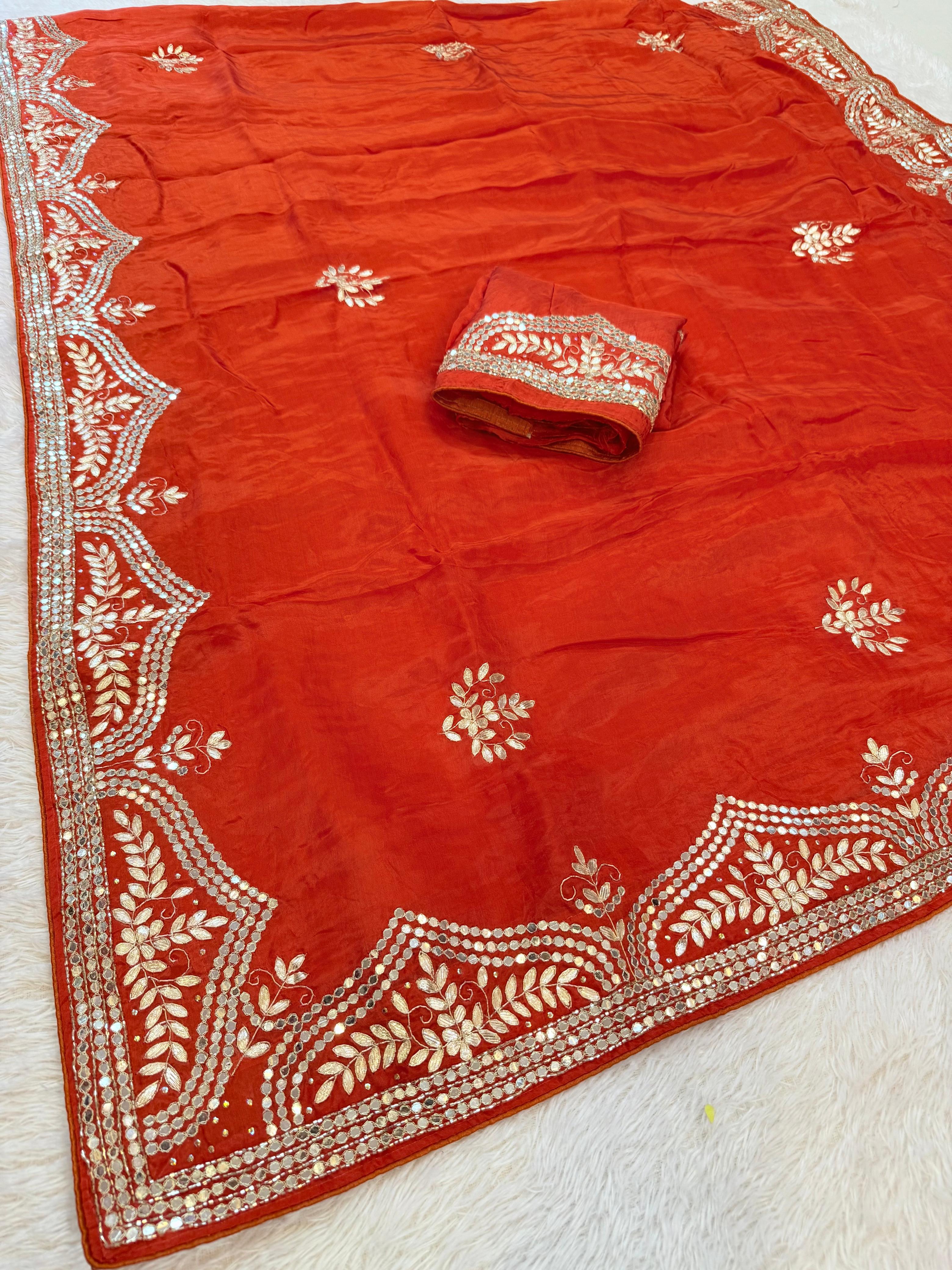 Premium Handwork X Gottapatti Work Pure H O Silk Saree