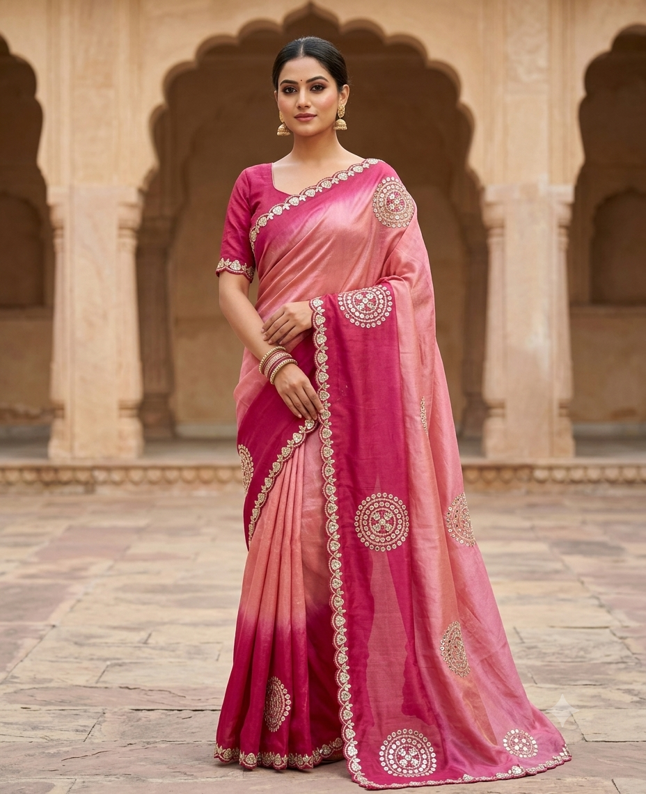 Pure H O Silk saree With Handwork
