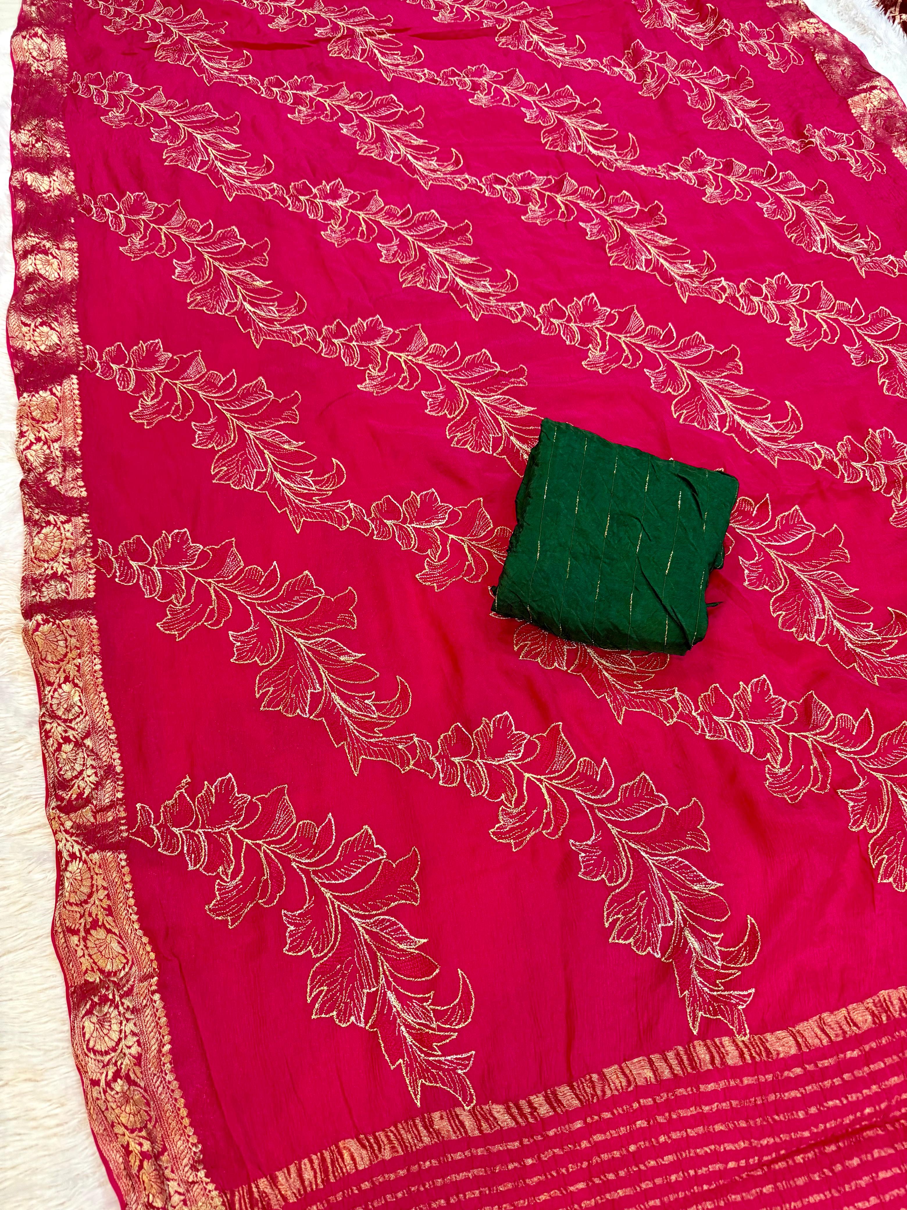 Beautiful Pure Chinon Saree with Tread X Jarri Work