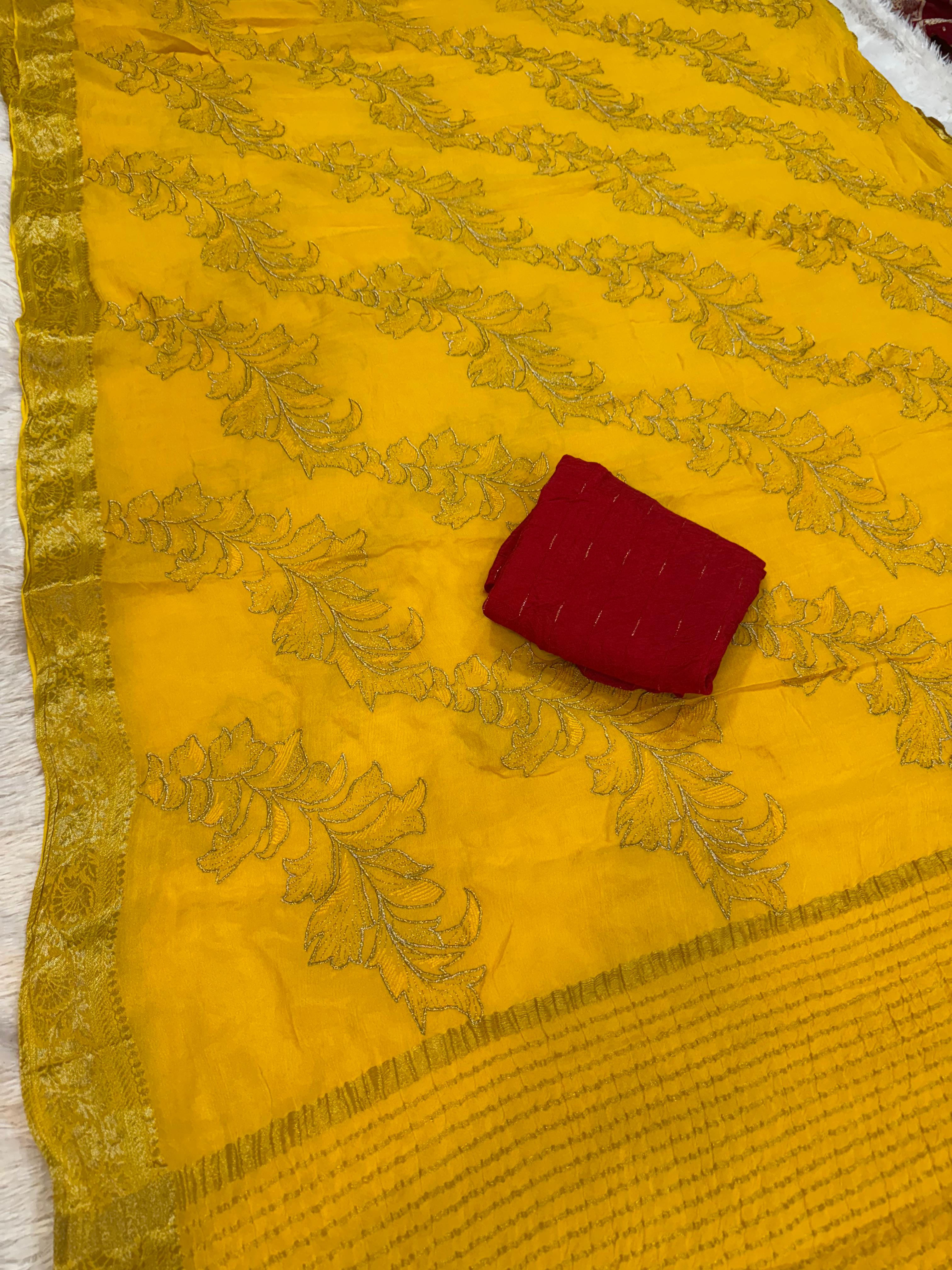 Beautiful Pure Chinon Saree with Tread X Jarri Work